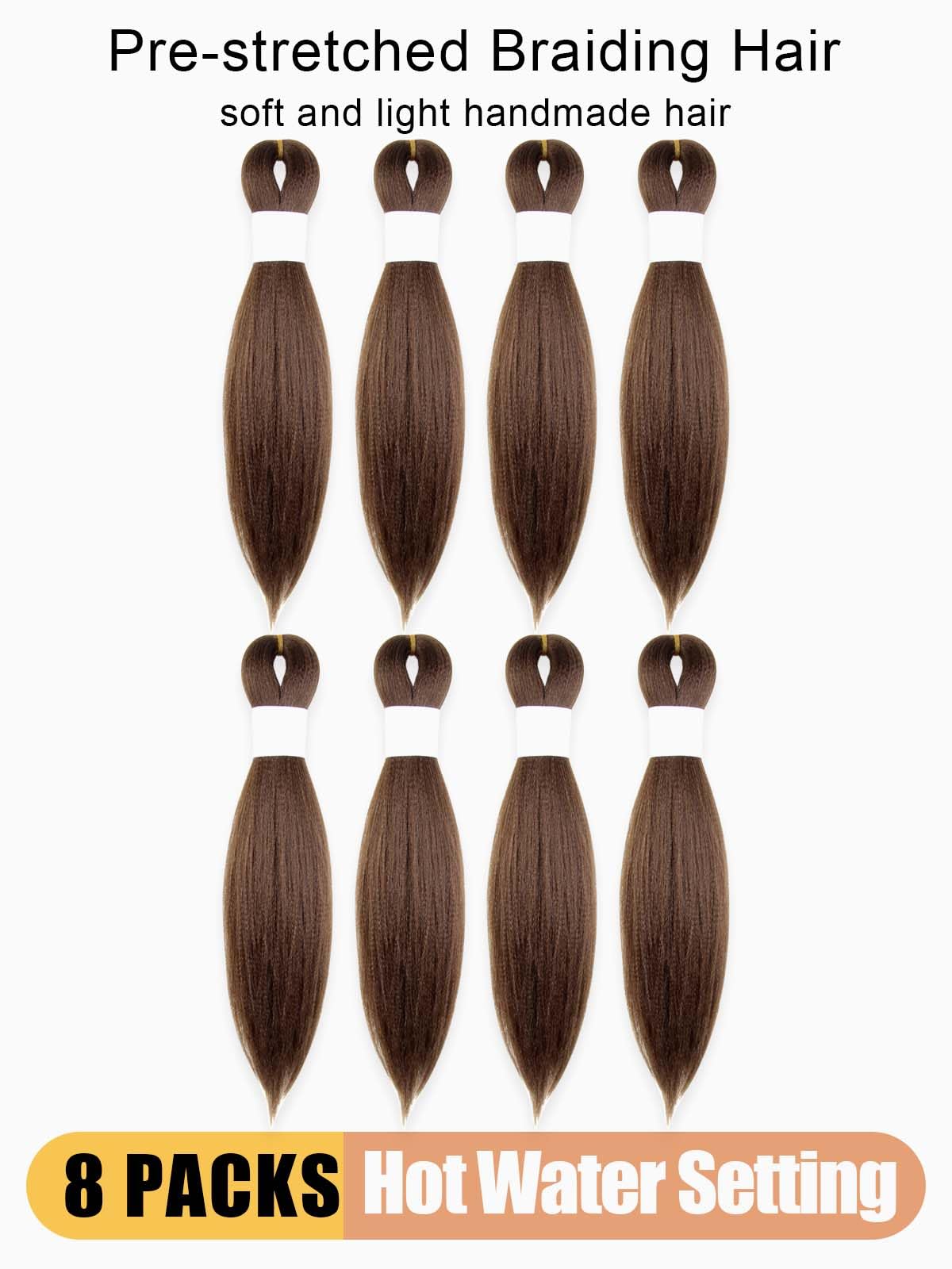 KAVSORAPI Brown Braiding Hair 12 Inch Pre Stretched Hair Short Straight Crochet Braids Yaki Texture Synthetic Fiber 8 Packs (30#/Medium Dark Brown)