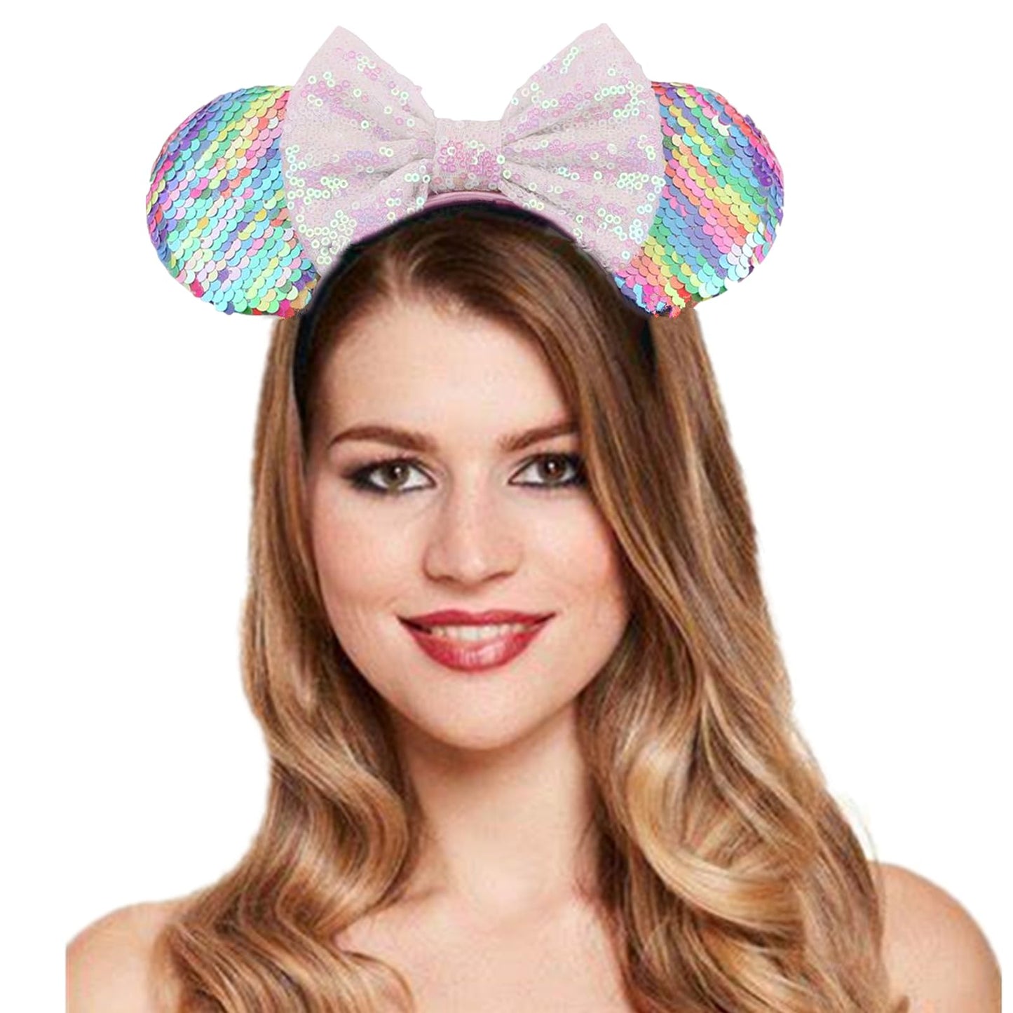 JOYFISCO Mouse Ears Headbands Shiny Bow Mouse Ears Headband Glitter Party Princess Decoration Cosplay Costume for Women Girls