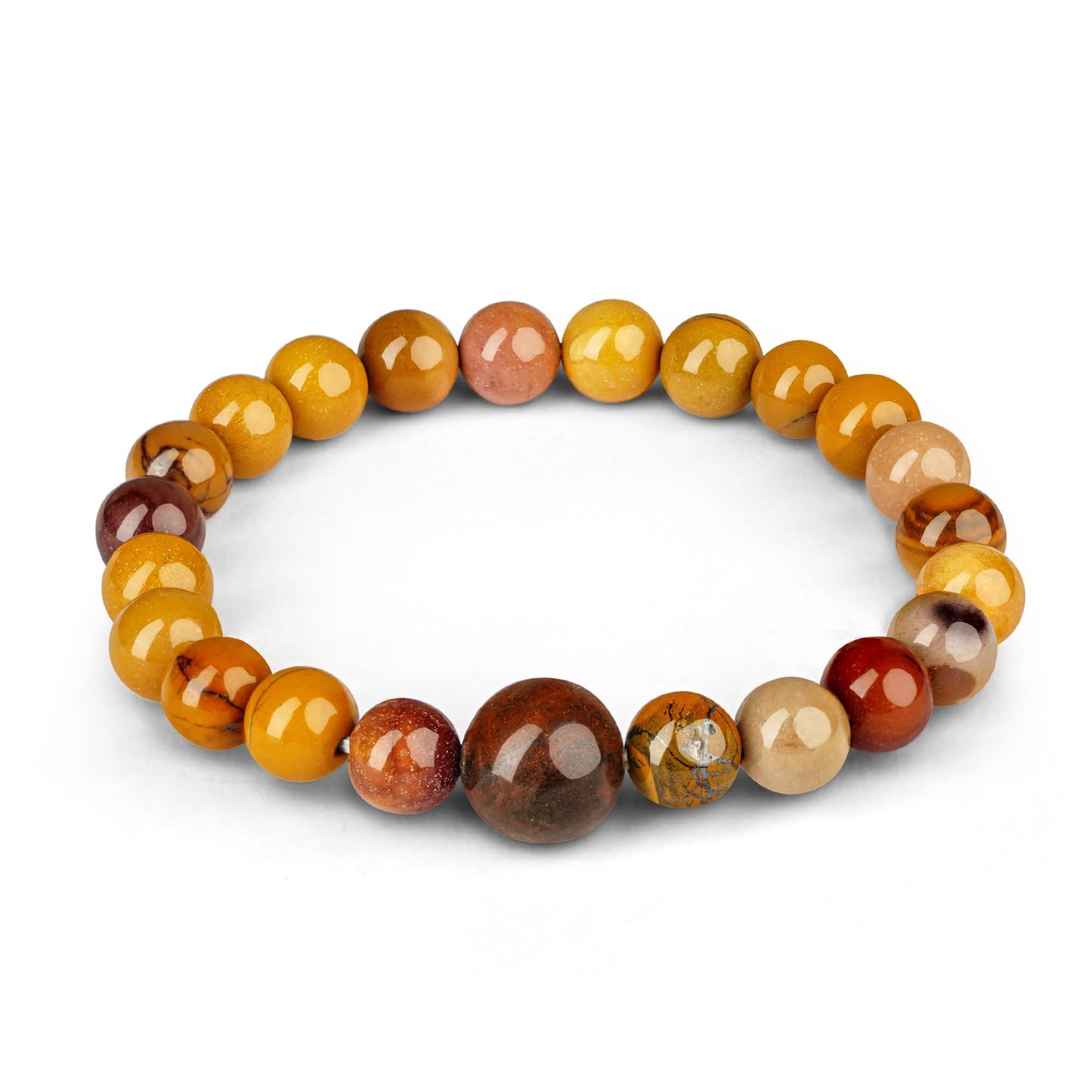 KARMAPLEDGE Mookaite Healing Crystal Bracelets for Women & Men, Reiki Healing Elastic Stretch Bracelet with Handmade Beaded crystals For Meditation, Positive Energy & Balance, Crystal Gifts