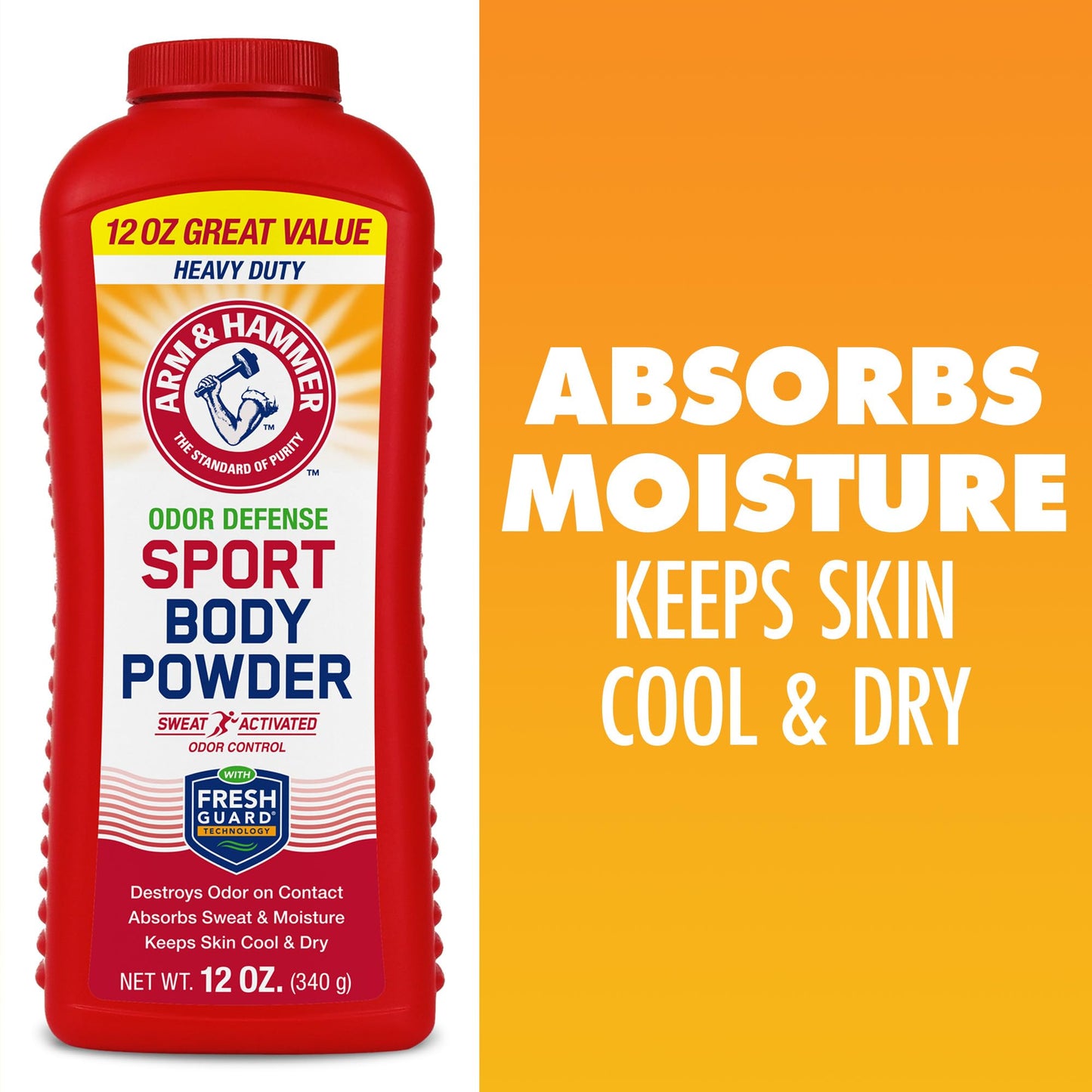 Arm & Hammer Sport Body Powder, Powder for Men and Women, Fresh Feeling, Talc Free, Aluminum Free Odor Defense with Baking Soda (3 Pack)