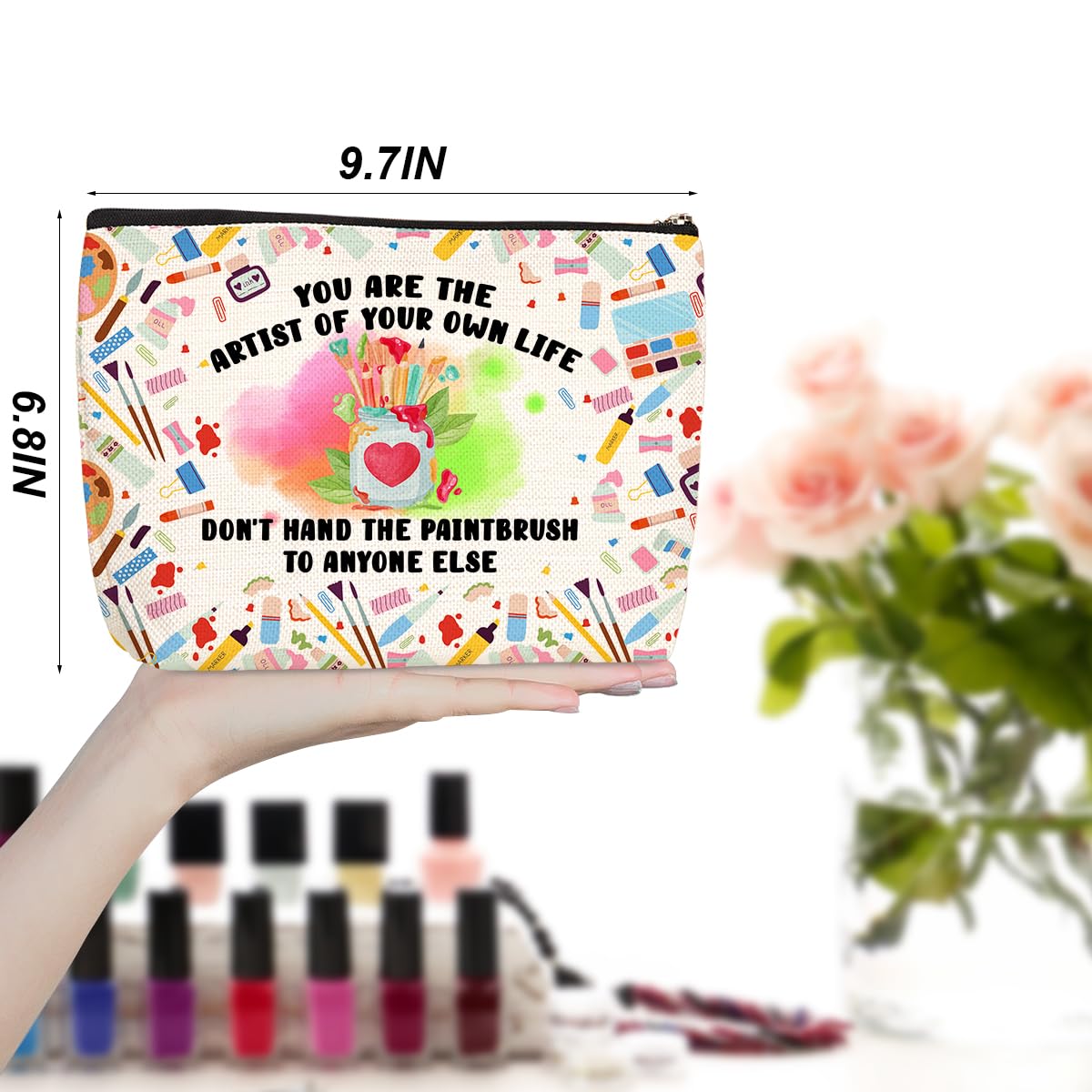 Motivational Art Gifts Makeup Bag Inspirational Art Teacher Gifts Cosmetic Travel Bag Teacher Birthday Gifts Toiletry Bag Skincare Bag Positive Affirmations Christmas Appreciation Gifts for Artists