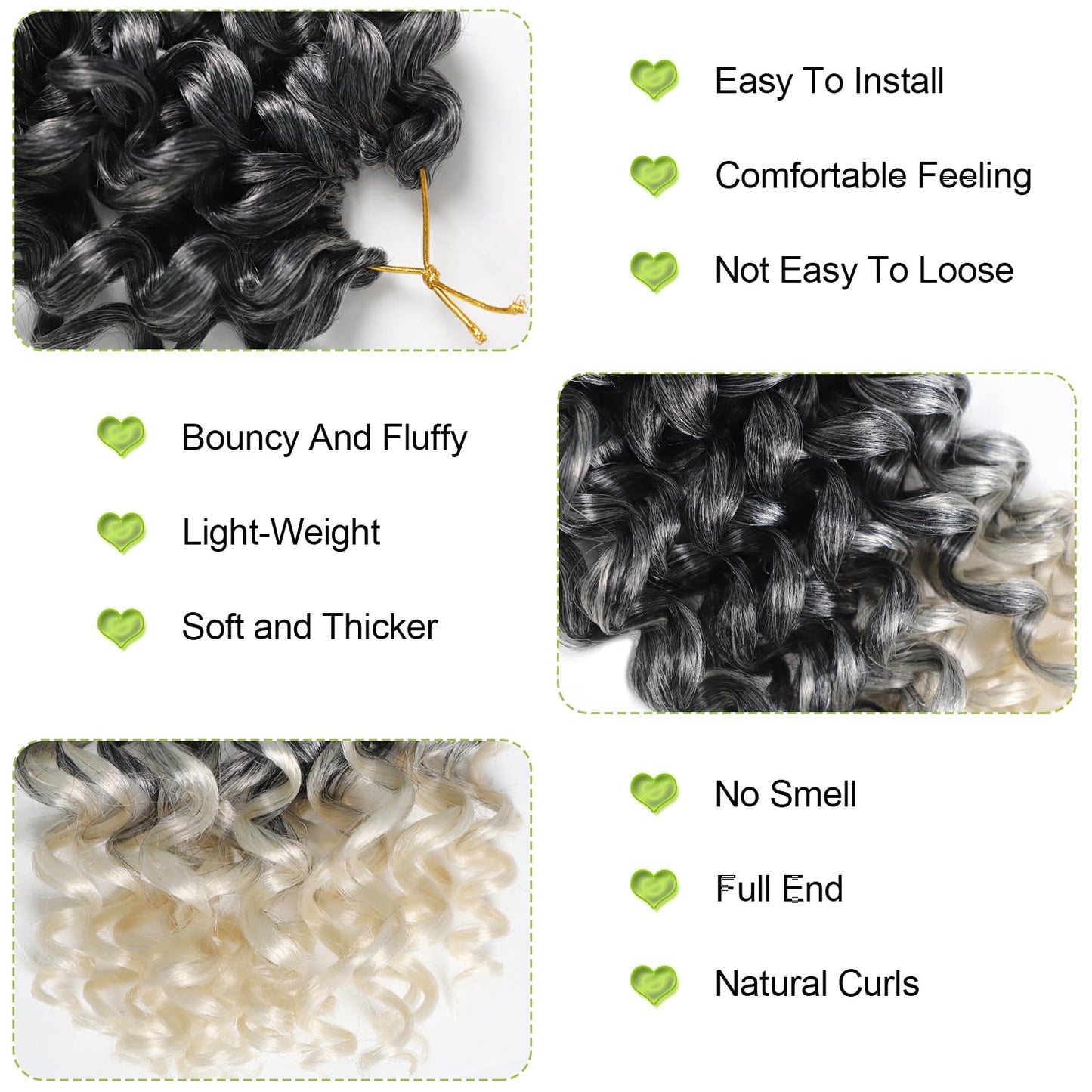 VIOLET 10Inch Gogo Curl Crochet Hair 8Packs Short Water Wave Crochet Hair Loose Wave Crochet Hair for Black Women(10 Inch, Packs of 8, T1B/Gray)