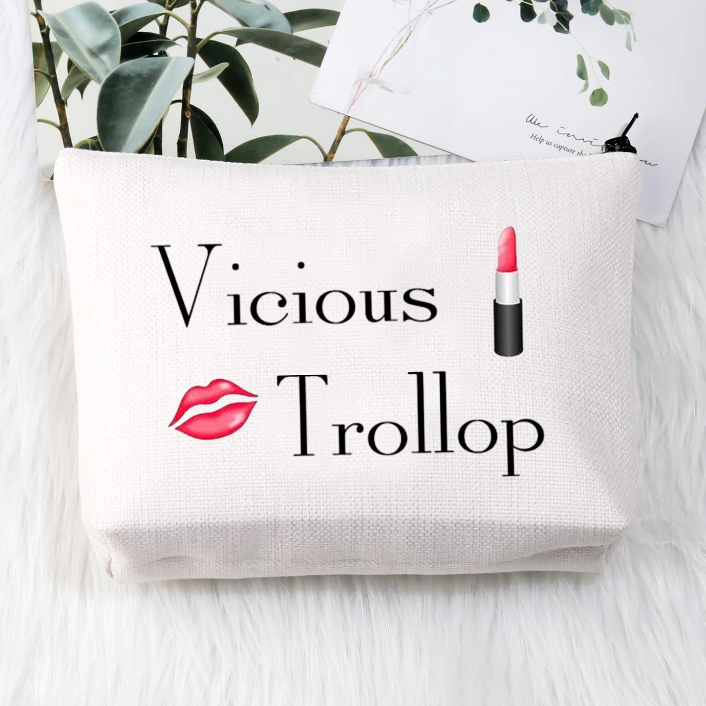 BDPWSS Vicious Trollop Bride Wedding Cosmetic Bag For Friend Bff Bride To Be Makeup Pouch Bridal Shower Gift (vicious trollop)