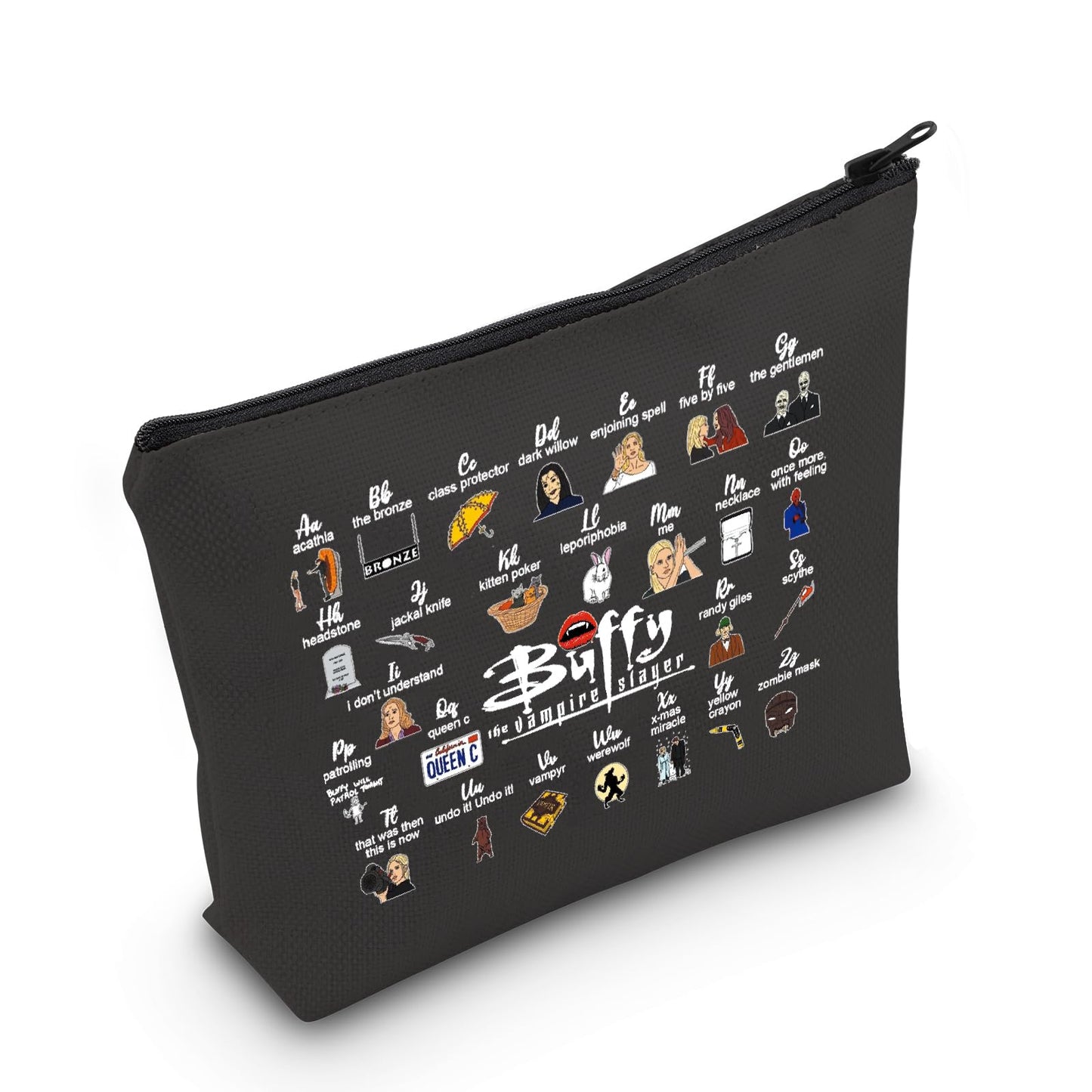 BTVS Tv Show Inspired Gift BTVS Tv Series Merchandise for Fans BTVS Vampire Makeup Zipper Pouch (BTV BLK)