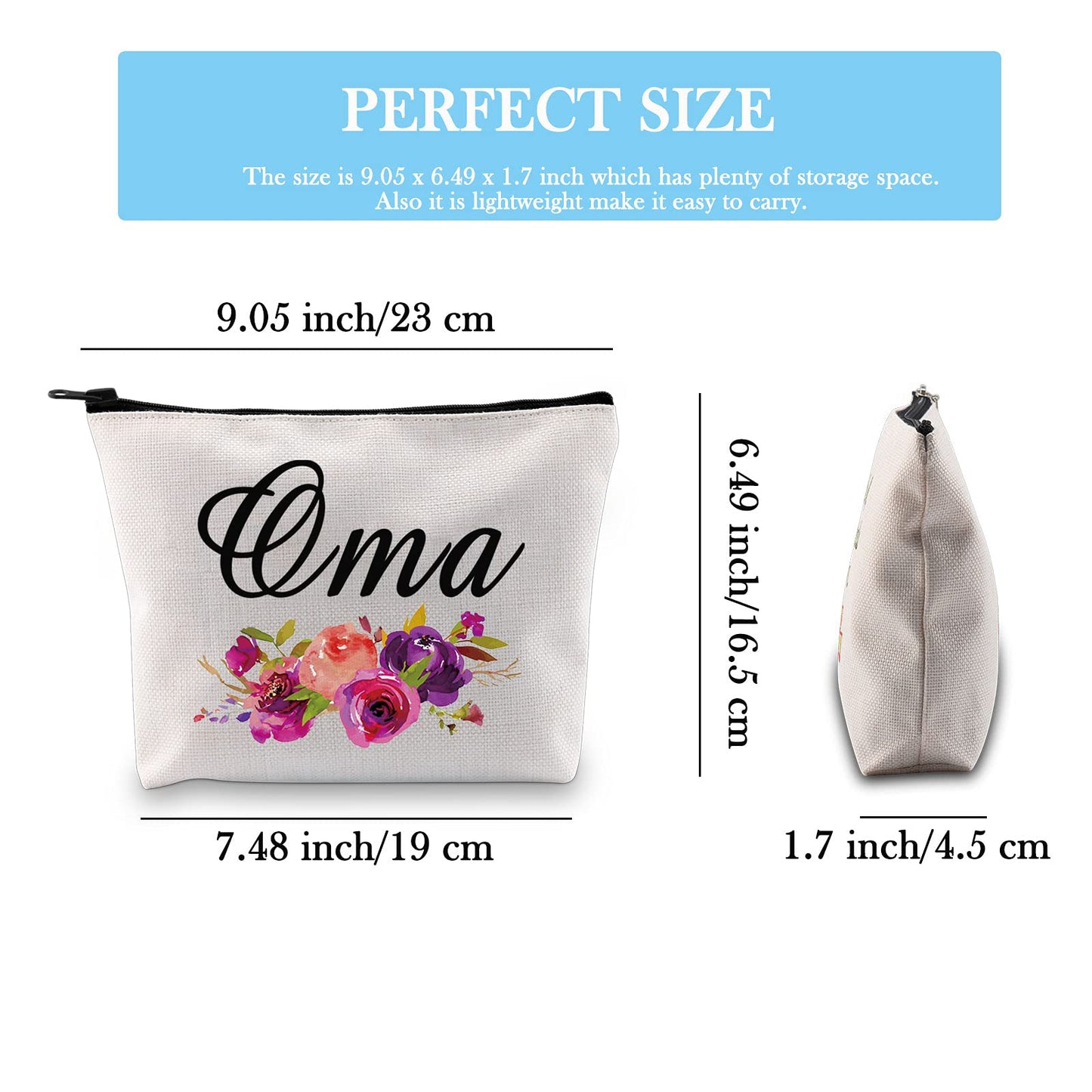 GJTIM Oma Gift Oma Makeup Bag Travel Toiletry Bag Grandma Birthday Gift Mother's Day Gift for Oma (Oma Bag)