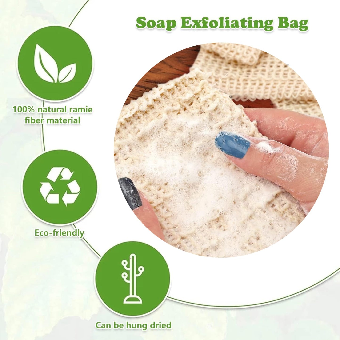 20 Pack Soap Saver Bag,Soap Bags，Natural Cotton Linen Soap Saving Bags Mesh Plastic Free Exfoliating Foaming And Drying Shower Soap Holderr (Cotton and linen)