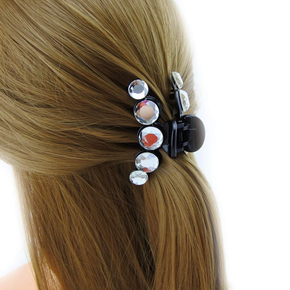 Meilliwish Sparkling Beautiful Hair Claw Clip for Women 1 PCS(D86)(White)