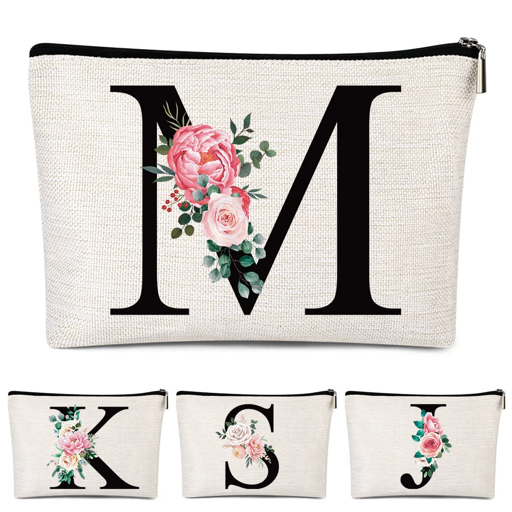 Pyotivol Monogrammed Makeup Bag for Women, Small Personalized Cosmetic Make Up Toiletry Pouch for Purse with Trendy Aesthetic Design, Ideal Travel Period Gift for Friends Bridesmaids