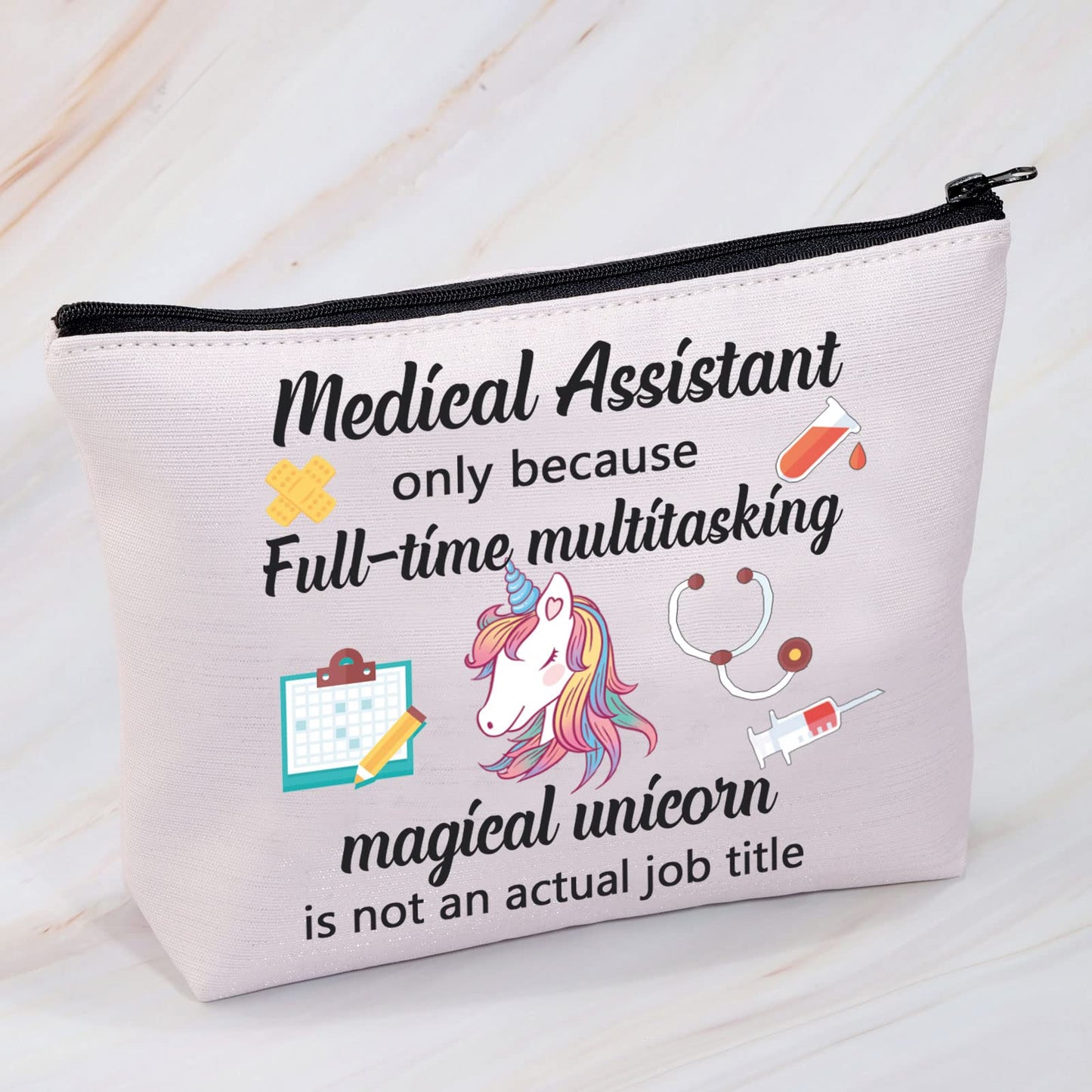 MBMSO Medical Assistant Makeup Bag MA Gift for Nurse Medical Assistant Graduation Gift Cosmetic Pouch Bag Unicorn Bag(Medical Assistant bag-pink)