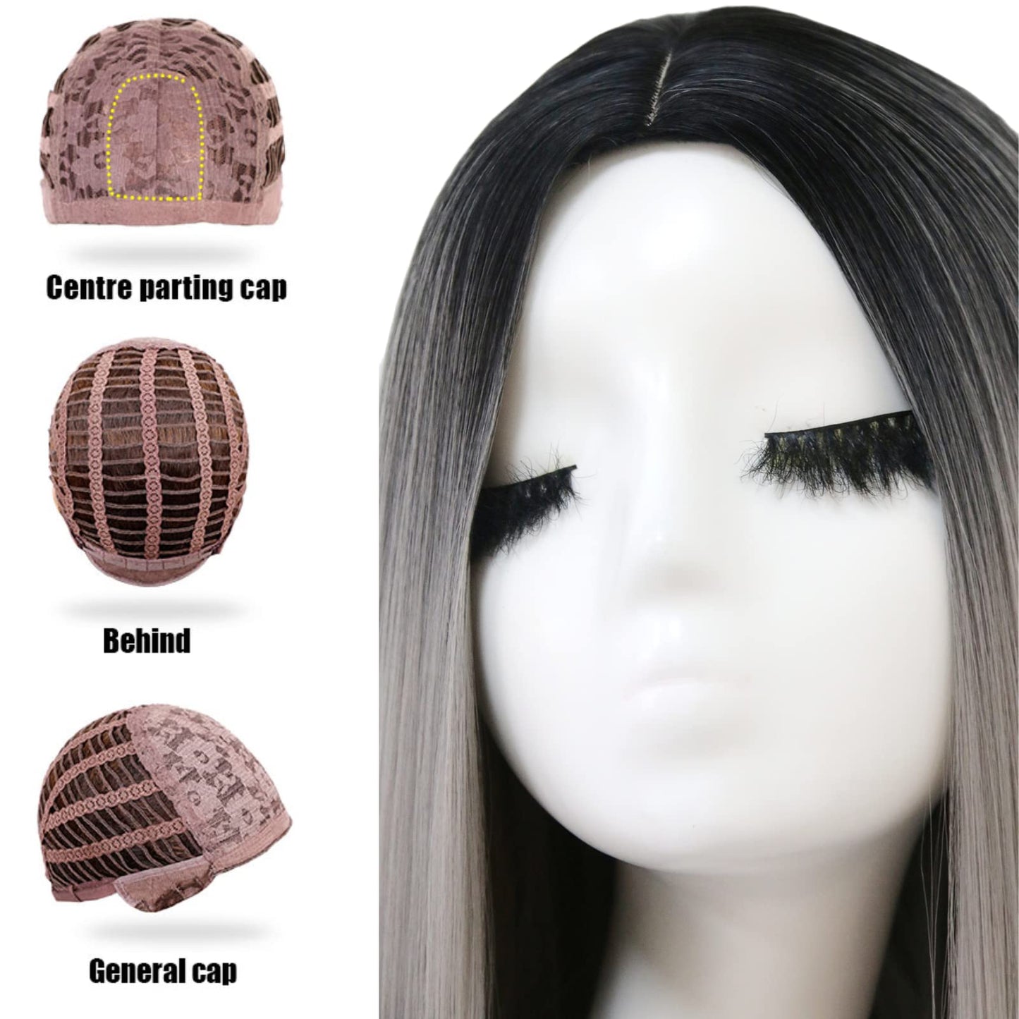 Short Straight Middle Part Synthetic Wig Heat Resistant Party Wig Glueless No Lace Bob Ombre Grey Colorful Cosplay Costume Wig Scalp Full Machine Made Wig For Women 14 Inch