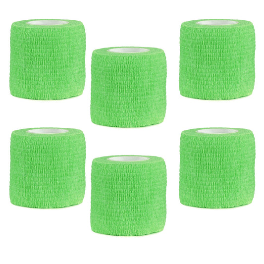 VideoPUP Tattoo Grip Cover Wrap,6PCS Disposable Cohesive Tattoo Grip Cover Elastic Bandage Handle Grip Tube for Tattoo Machine Tattoo Grip Accessories(Phosphor Green)