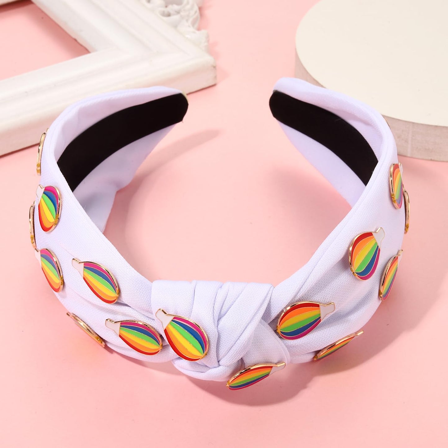 boderier Pride Headband Rainbow Balloon Knotted Headband LGBTQ Gay Pride Hairband Bisexual Rainbow Pride Accessories for Women Party Decorations