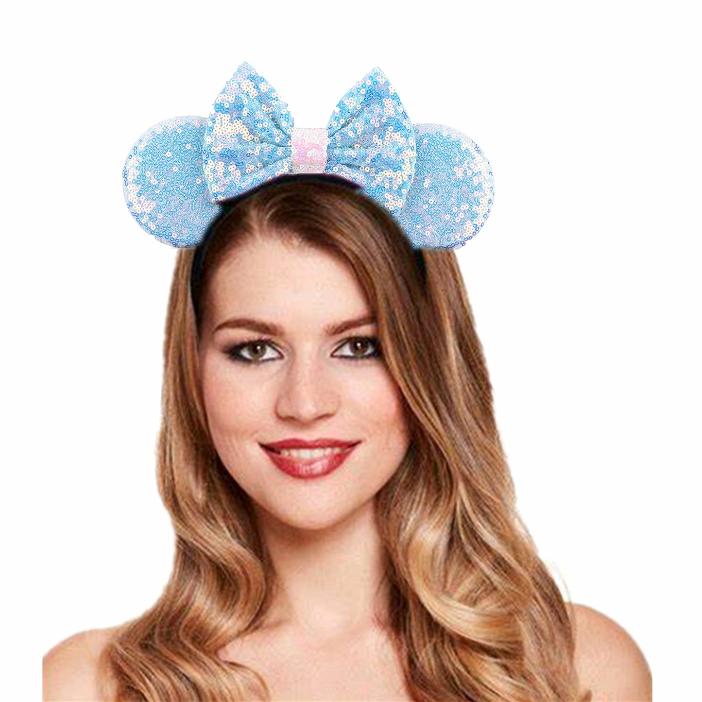 JOYFISCO Mouse Ears Headbands Shiny Bow Mouse Ears Headband Glitter Party Princess Decoration Cosplay Costume for Women Girls