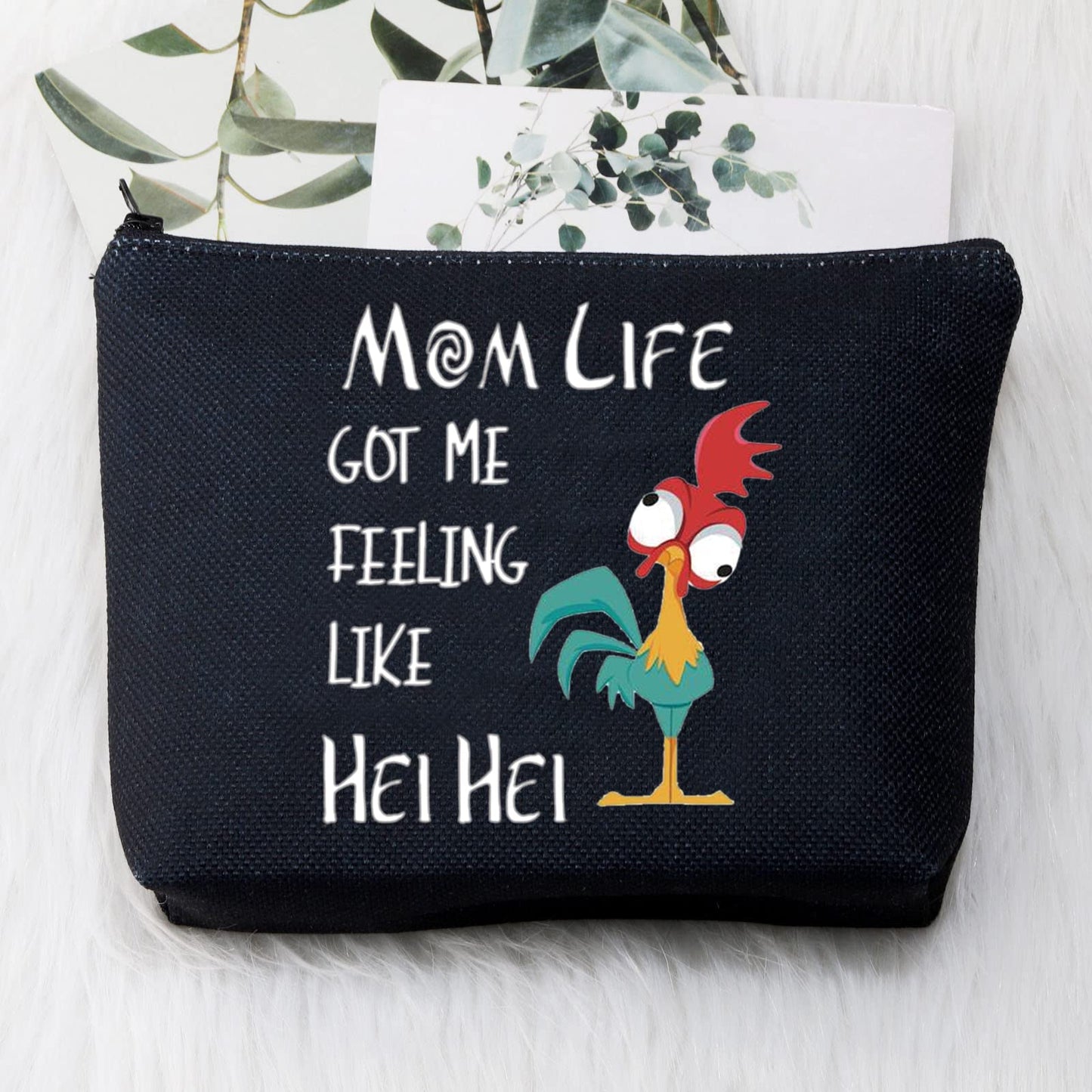 BDPWSS Chicken Makeup Bag Mom Life Got Me Feeling Like Hei Hei Rooster Gifts Funny Chicken Gifts Hei Hei Fans Cosmetic Bag For Sister Friend Bestie (Mom life HEI bl2)