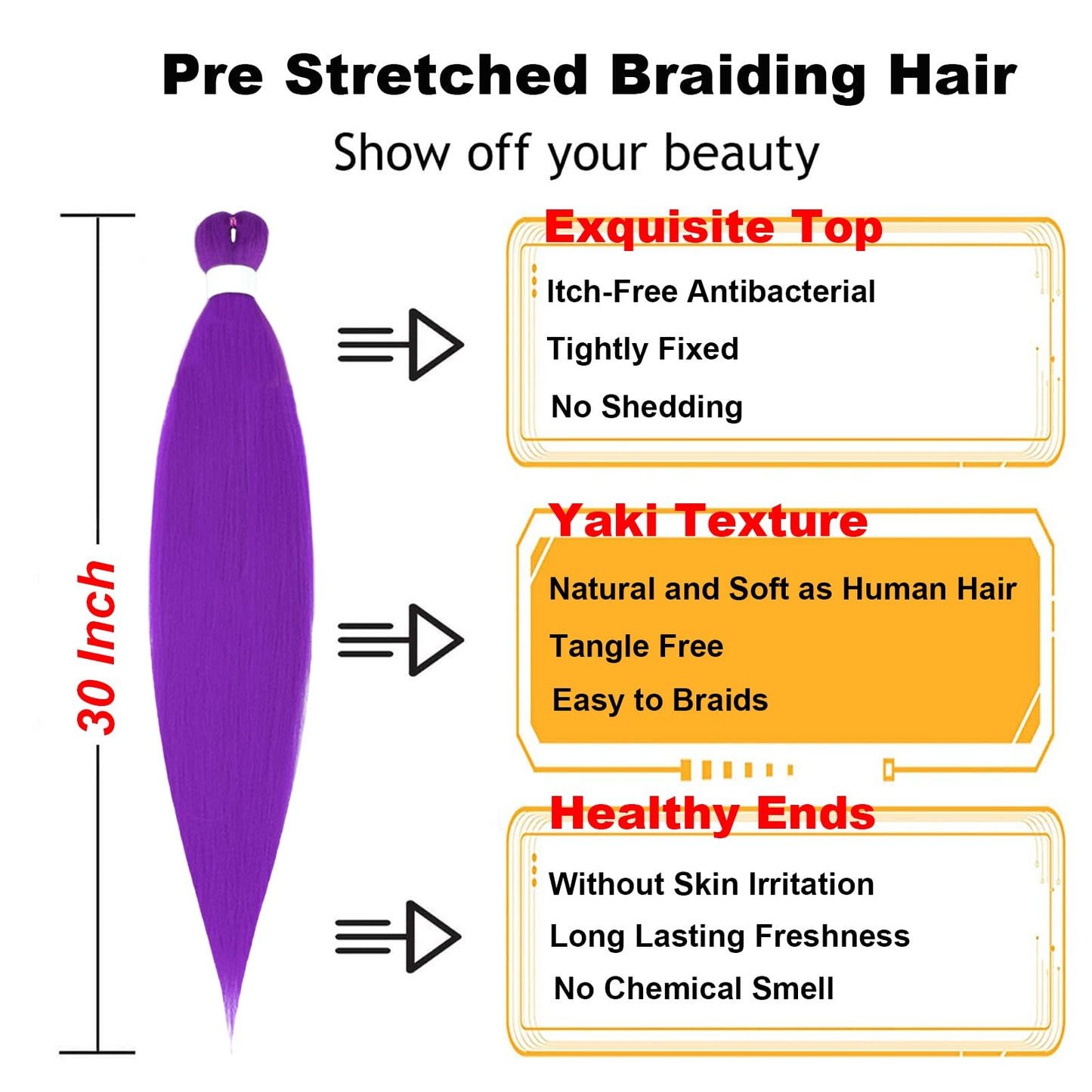 TENGSHUO FLY Pre Stretched Braiding Hair Ombre 30 Inch 6 Packs Synthetic Crochet Braids Hot Water Setting Professional Soft Yaki Texture Synthetic Hair Extensions(30 Inch (Pack of 6),30-Purple)