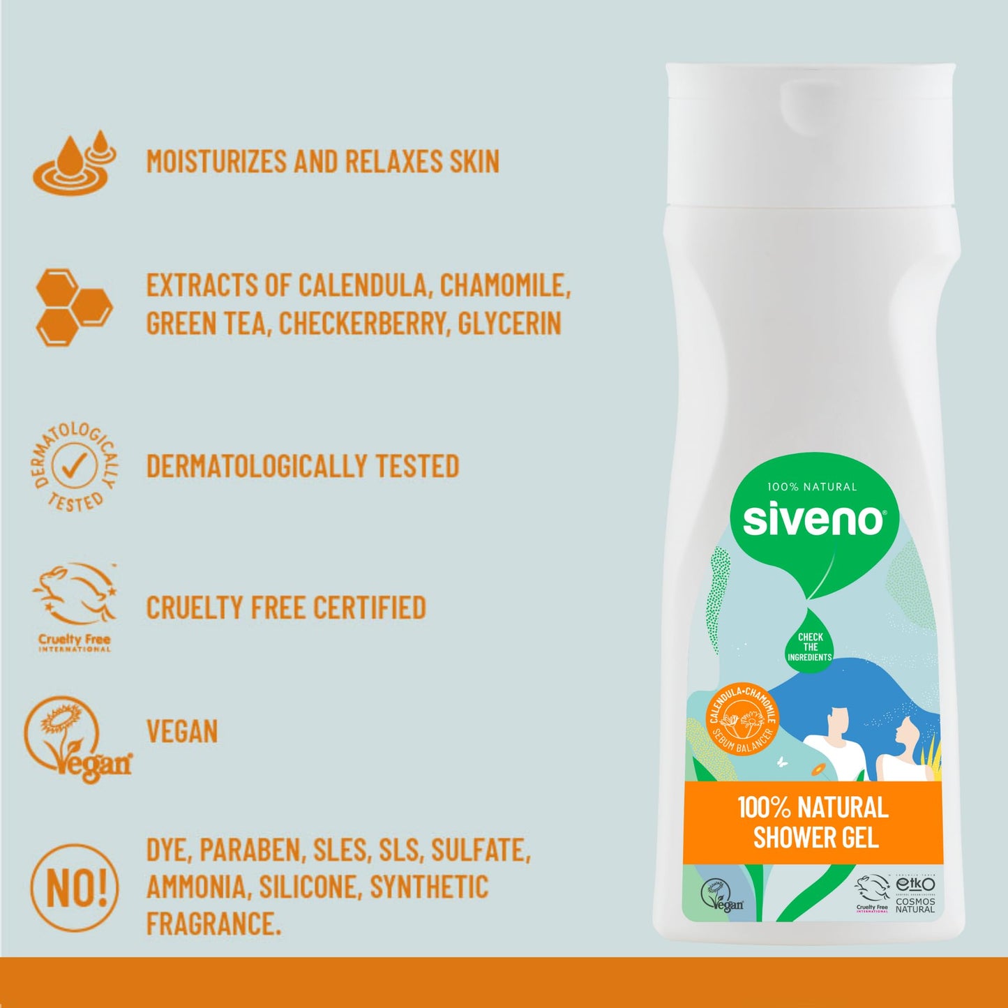 Siveno Natural Body Wash, Essential Oils, Vegan, Natural Extracts Everyday Cleansing, Nourishing & Moisturizing Shower Gel For Men & Women, Sulfates & Parabens & Dye Free (Pack of 3)