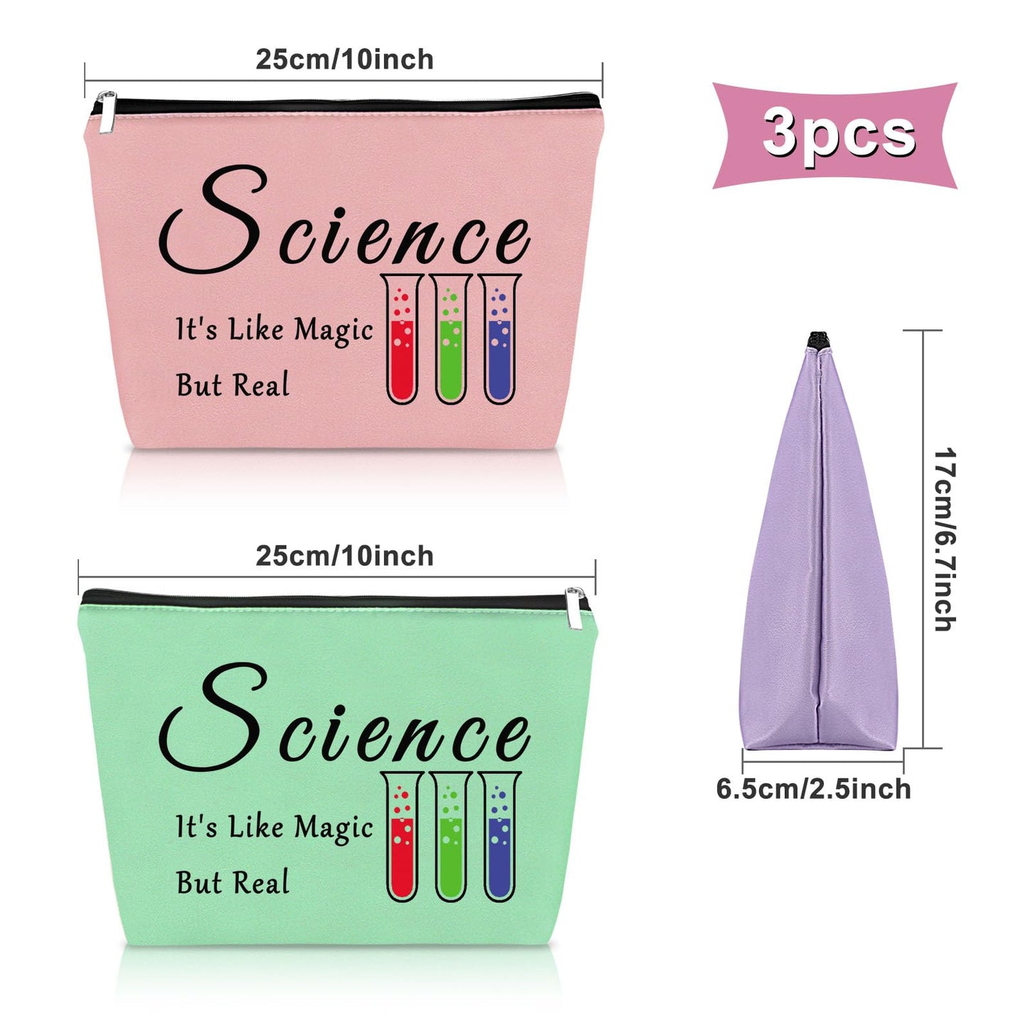 Sazuwu 3PCS Science Gifts for Women Makeup Bag Data Scientist Funny Gift Science Teacher Gifts for Adults Cosmetic Bag Science Lovers Gifts Ideas Science Themed Gifts Birthday Graduation Gift