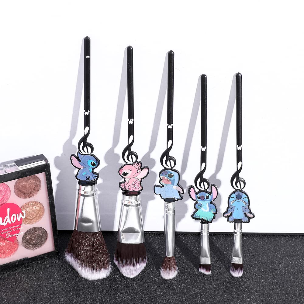 Interstellar Baby Makeup Brushes Set, 5Pcs Creative Stitch Theme Cosmetic Makeup Brush, Premium Synthetic Foundation Eyeshades Brush Sets Best Gifts for Teen Girls Women