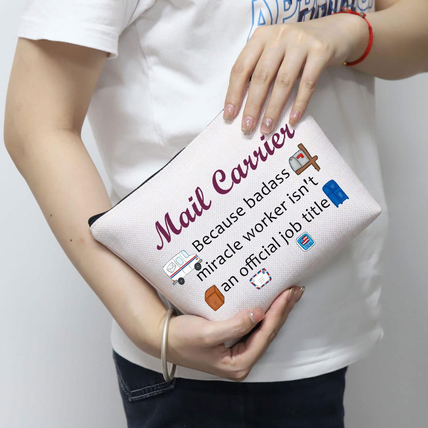 MNIGIU Mail Carrier Gift Mail Lady Makeup Cosmetic Bag Post Office Appreciation Gift Zipper Pouch For Postal Worker (mail carrier bag)