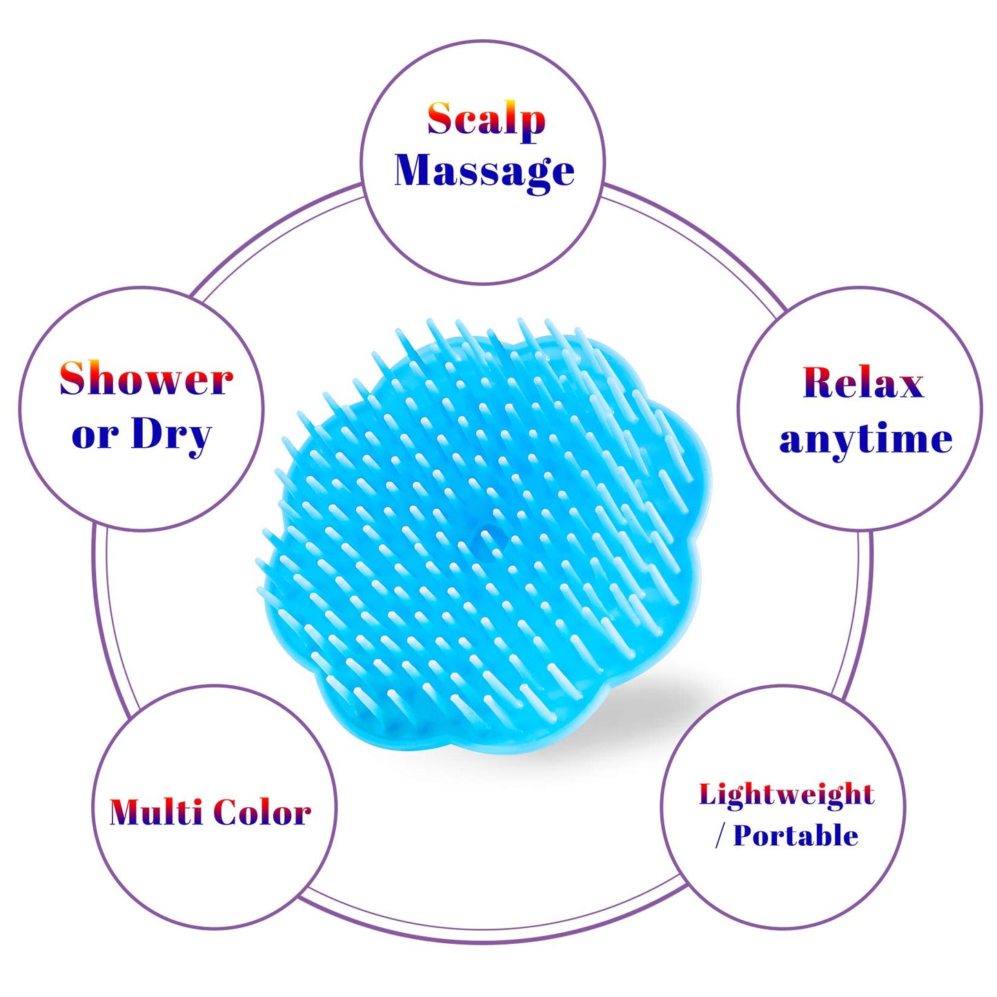 YEALIFE Hair Scalp Exfoliator Brush Dandruff Cleaning Brush, Flexible Scalp Massager Brush, Shower Scalp Shampoo Brush for Home, Office, Travel and Pets 2-Pack