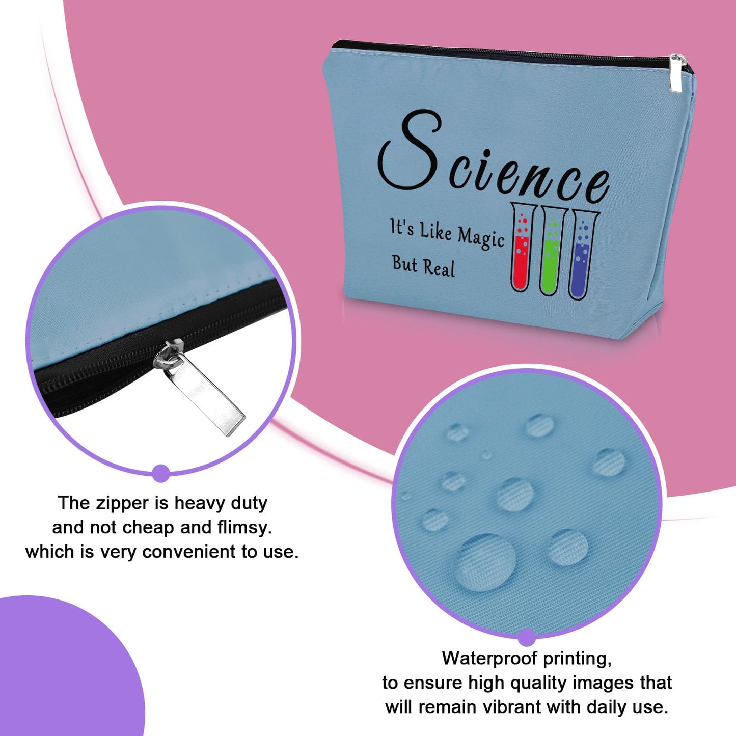 Sazuwu 3PCS Science Gifts for Women Makeup Bag Science Themed Gifts for Adults Christmas Gifts for Science Teachers Cosmetic Bag Science Lover Gift Ideas Scientist Gifts for Her Graduation Gift