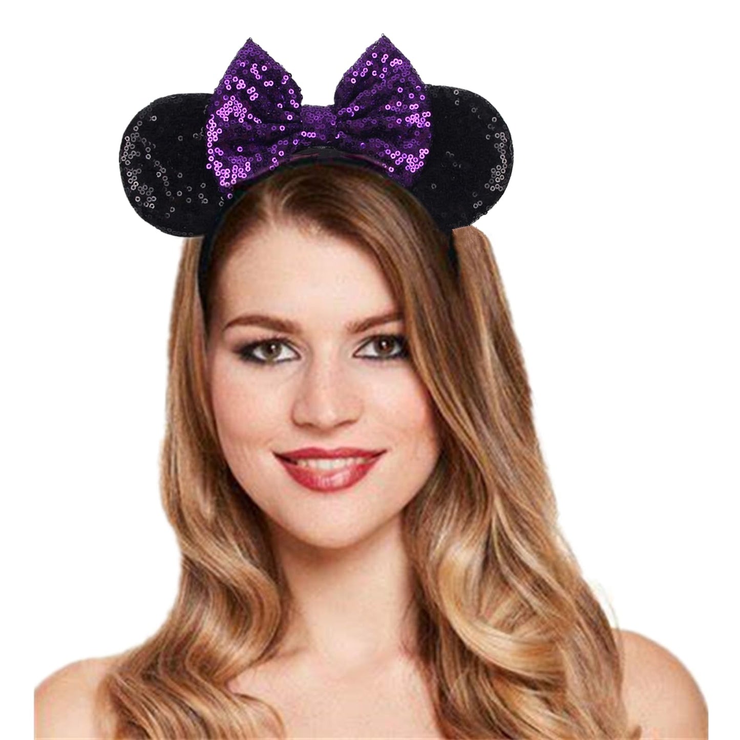 JOYFISCO Mouse Ears Headbands Shiny Bow Mouse Ears Headband Glitter Party Princess Decoration Cosplay Costume for Women Girls