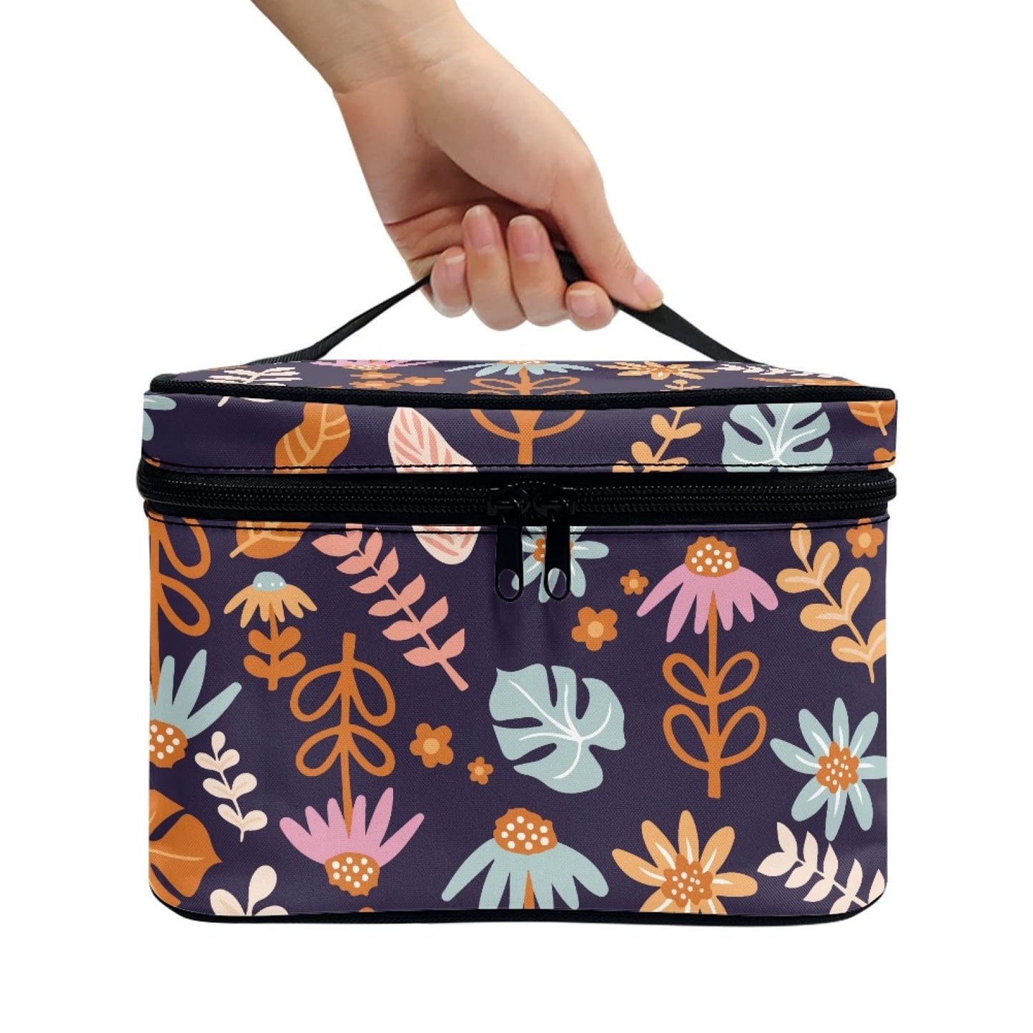 Horeset Abstract Hippie Flower Print Cosmetic Bag Waterproof Fashion Makeup Bag Portable Pouch Accessories for Travel Outdoor