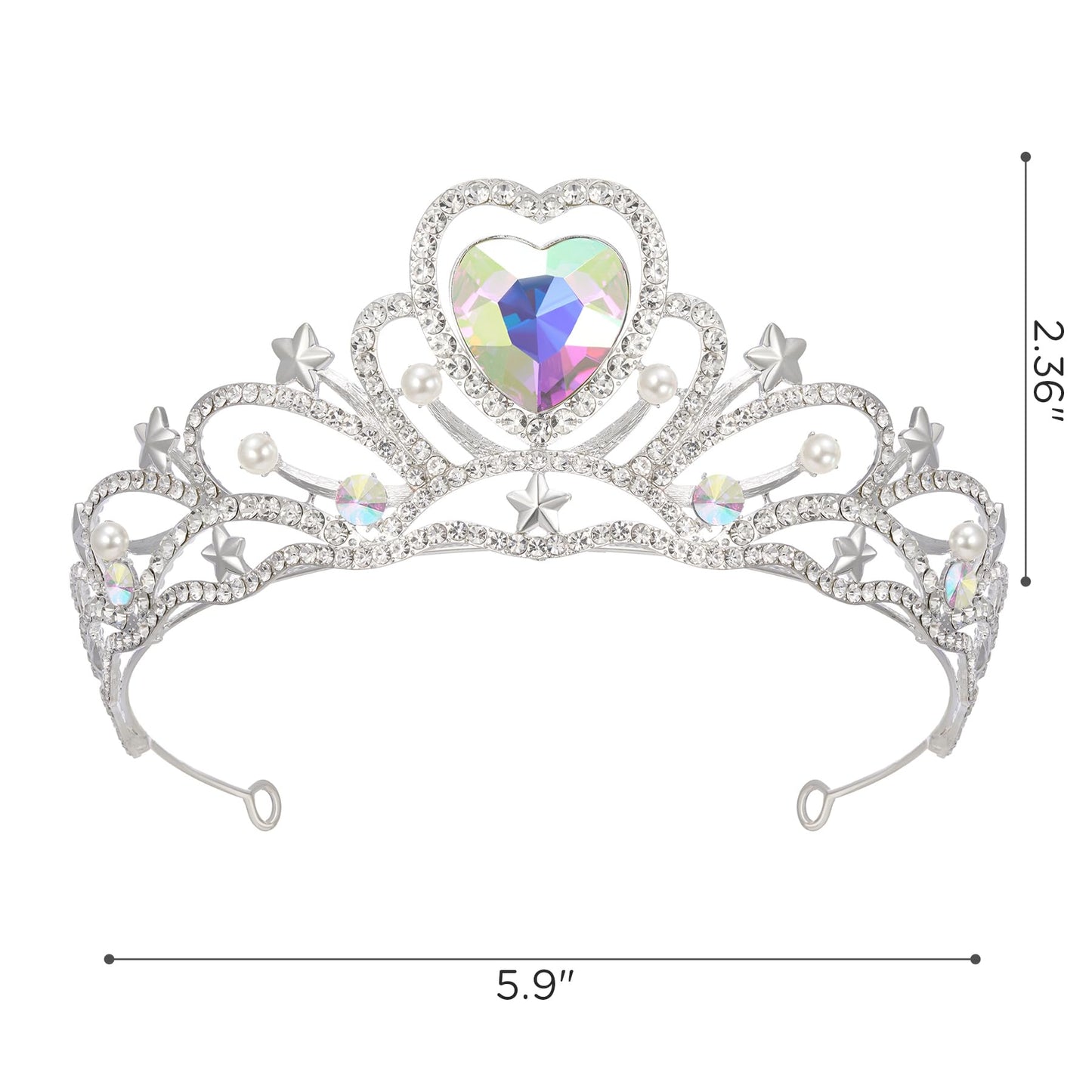 SWEETV Birthday Crowns for Women Girls Birthstone Heart Princess Tiara Silver Headpiece for Birth Day Party Photograph, Jan