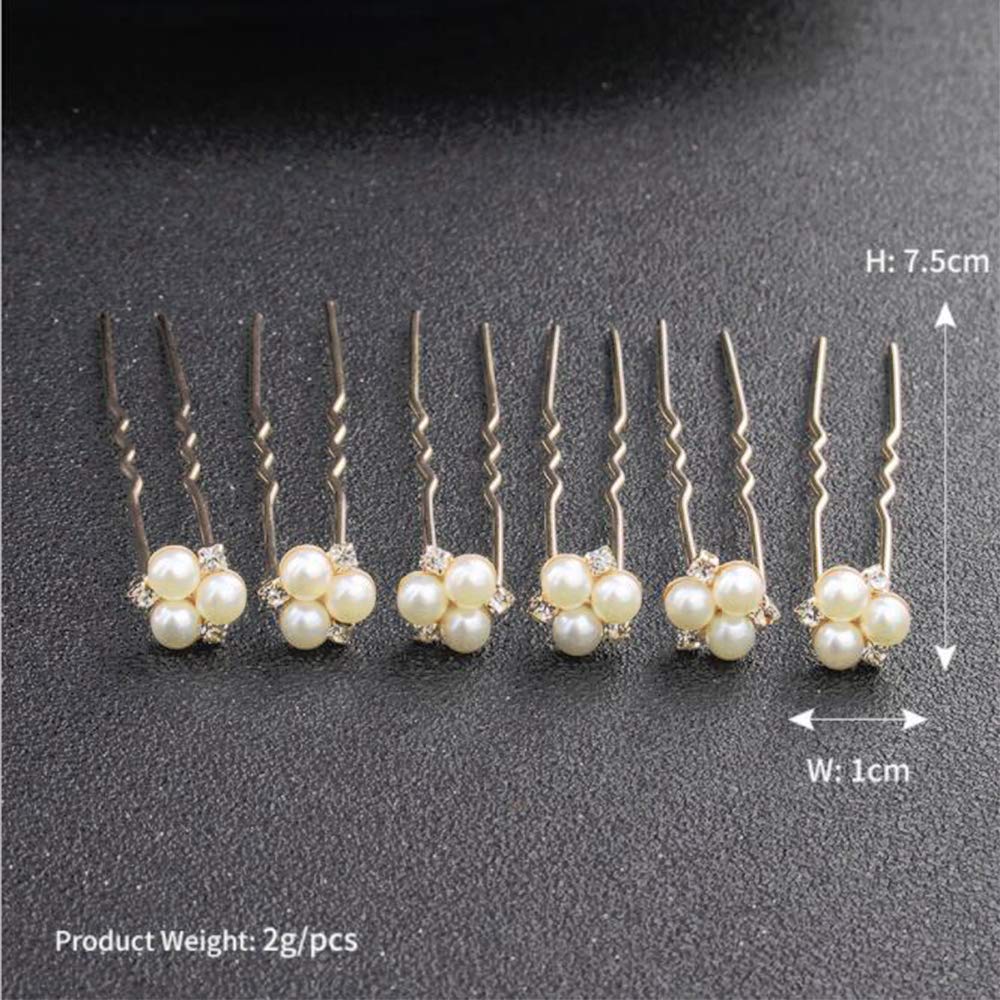 Anglacesmade Bridal Hair Pins Crystal Hair Pin Pearl Bobby Pins Wedding Headpiece Bridesmaid Flower Girl Hair Accessories for Women and Girls(Gold)