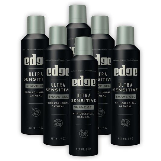 Edge Shave Gel for Men, Ultra Sensitive with Colloidal Oatmeal, (6 Pack) - Shaving Gel For Men That Moisturizes, Protects and Soothes To Help Reduce Skin Irritation (Packaging May Vary)