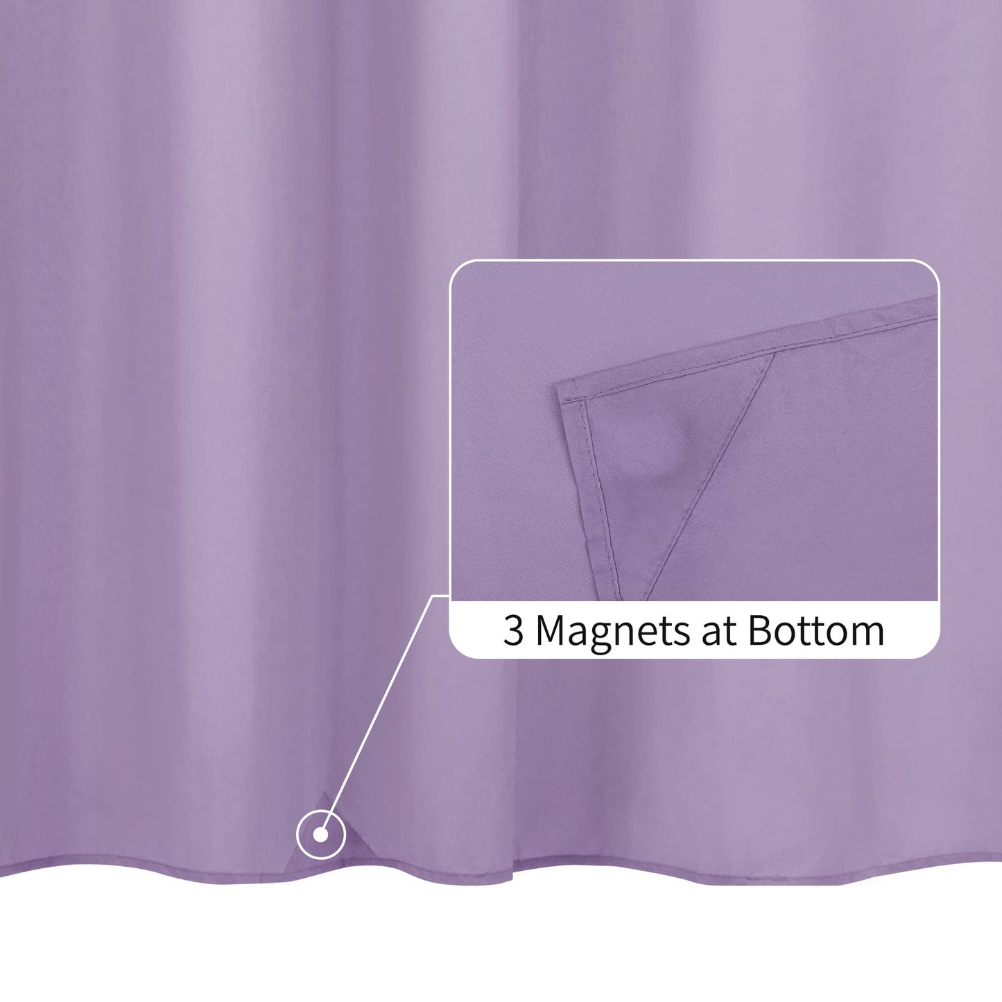 ALYVIA SPRING Lavender Purple Fabric Shower Curtain Liner Waterproof - Soft & Light-Weight Cloth Shower Liner with 3 Magnets, Hotel Quality & Machine Washable - Standard Size 72x72, Lavender