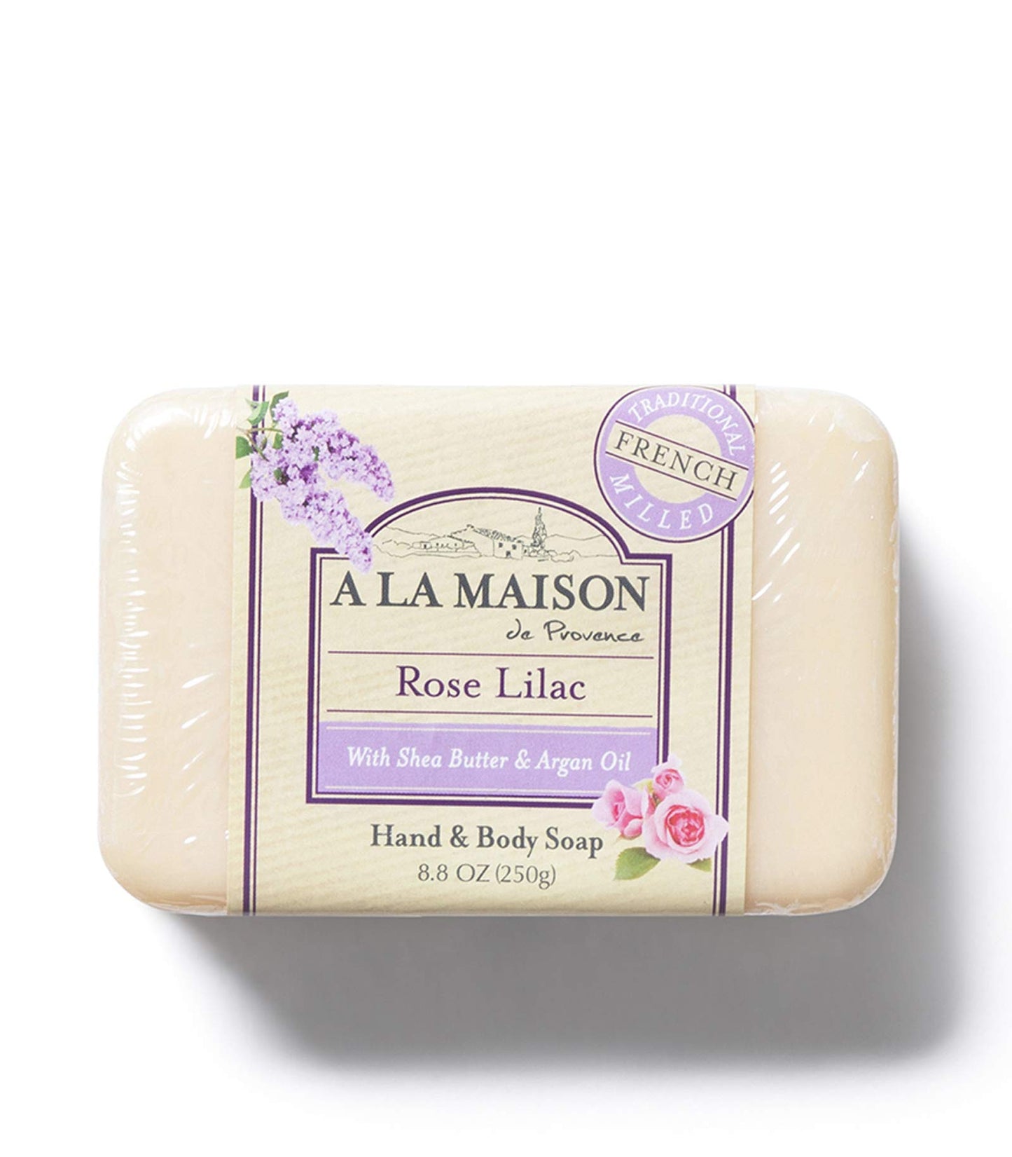 A LA MAISON Rose Lilac Bar Soap - Uses: Hand and Body, Triple Milled, Essential Oils, Biodegradable, Plant Based, Vegan, Cruelty-Free, Alcohol & Paraben Free (3 Bar of Soap, 8.8 oz)