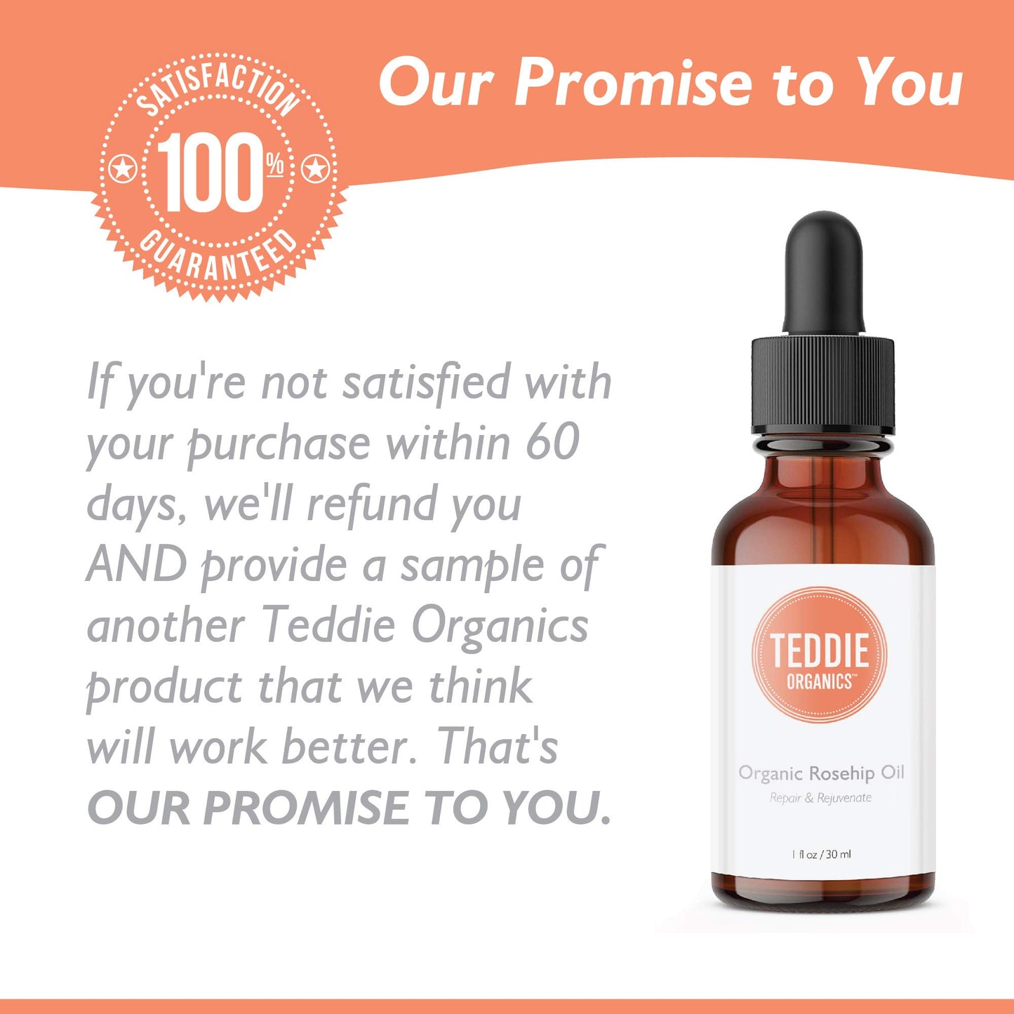 Teddie Organics Rosehip Seed Oil for Face, Hair and Skin 1oz, Pure Rose Hip Oil (Works as a Carrier and Facial Oil)