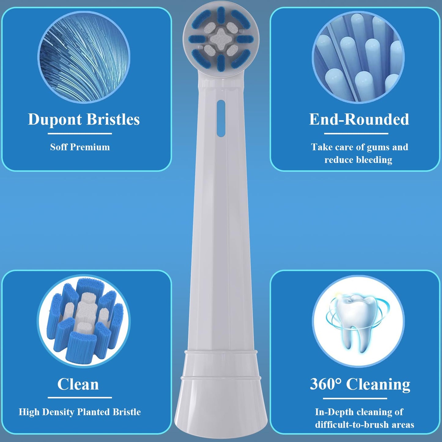 Toothbrush Replacement Heads for Oral b iO Electric Toothbrush, Refill Compatible with Oral b io 3, 4, 5, 6, 7, 8, 9, 10 Series, Dupont Soft Bristles, 8 Pack, Black/White