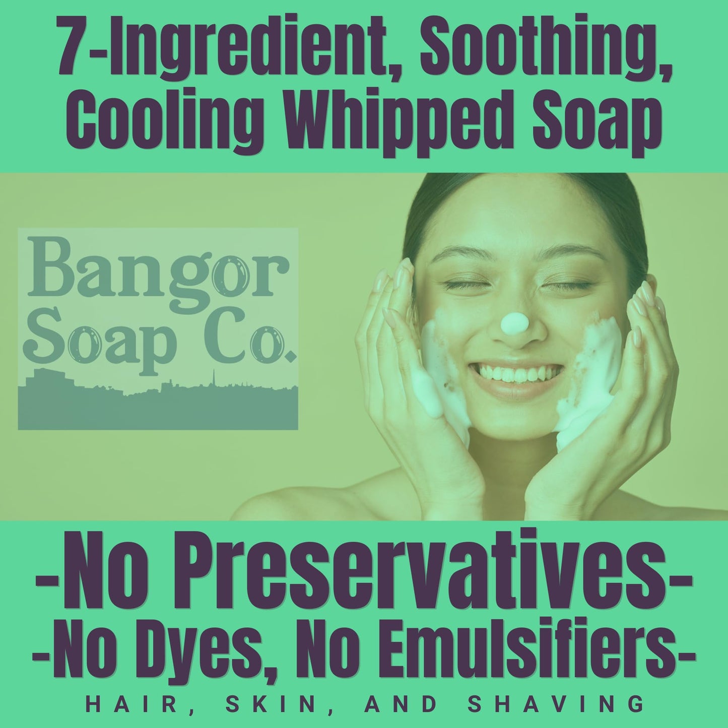 Bangor Soap Co.'s COOLING TEA TREE EUCALYPTUS Pure, Natural Whipped Soap with the FINEST Tallow, Coconut, and Hemp, for the SMOOTHEST Lather in Skin Care