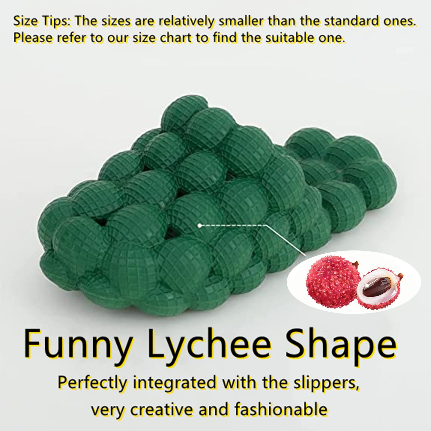 Anboa Bubble Slides, Bubble Slippers, Massage Bubble Slides Slippers for Women Men, Funny Lychee Non-slip Spa Slippers, Soft Pillow Stress Relief Slides, Reflexology Sandals for Ladies Slides, Green,