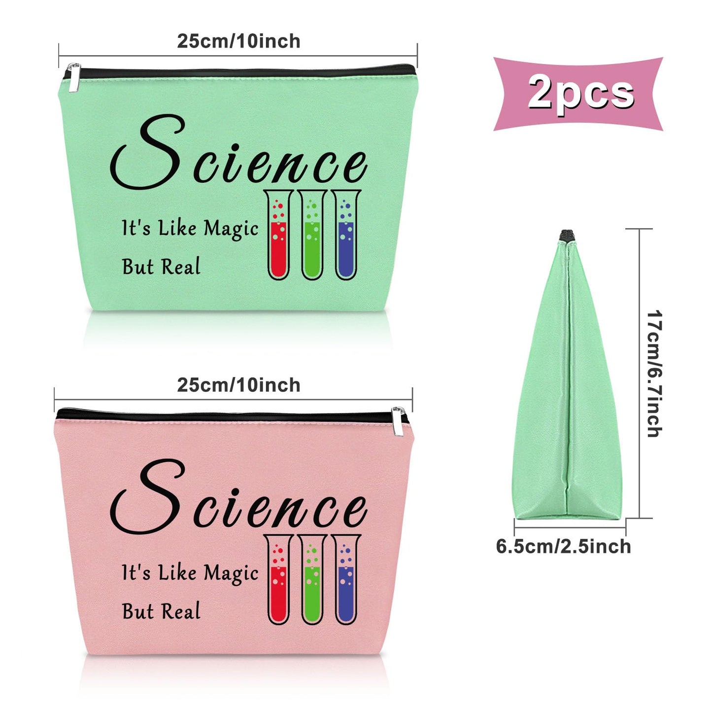 Sazuwu 2PCS Scientist Gifts for Women Makeup Bag Gifts for Science Lovers Adults Science Themed Gifts for Teachers Cosmetic Bag Chemist Gifts Biology Gift Birthday Christmas Gifts Travel Pouch