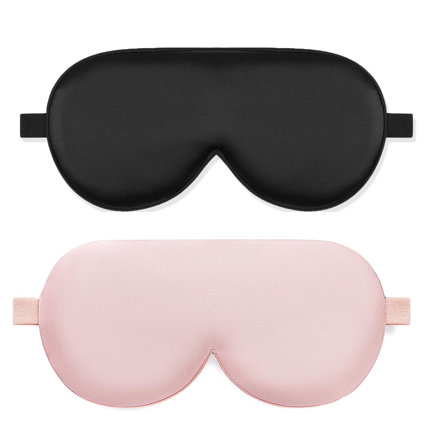 ALASKA BEAR Cooling Gel Eye Mask Weighted Silk Sleep Mask & Cotton Eyeshades Cold & Hot Compress for Pain Relief, 180g Heavy, 2 Set(Black & Pink)