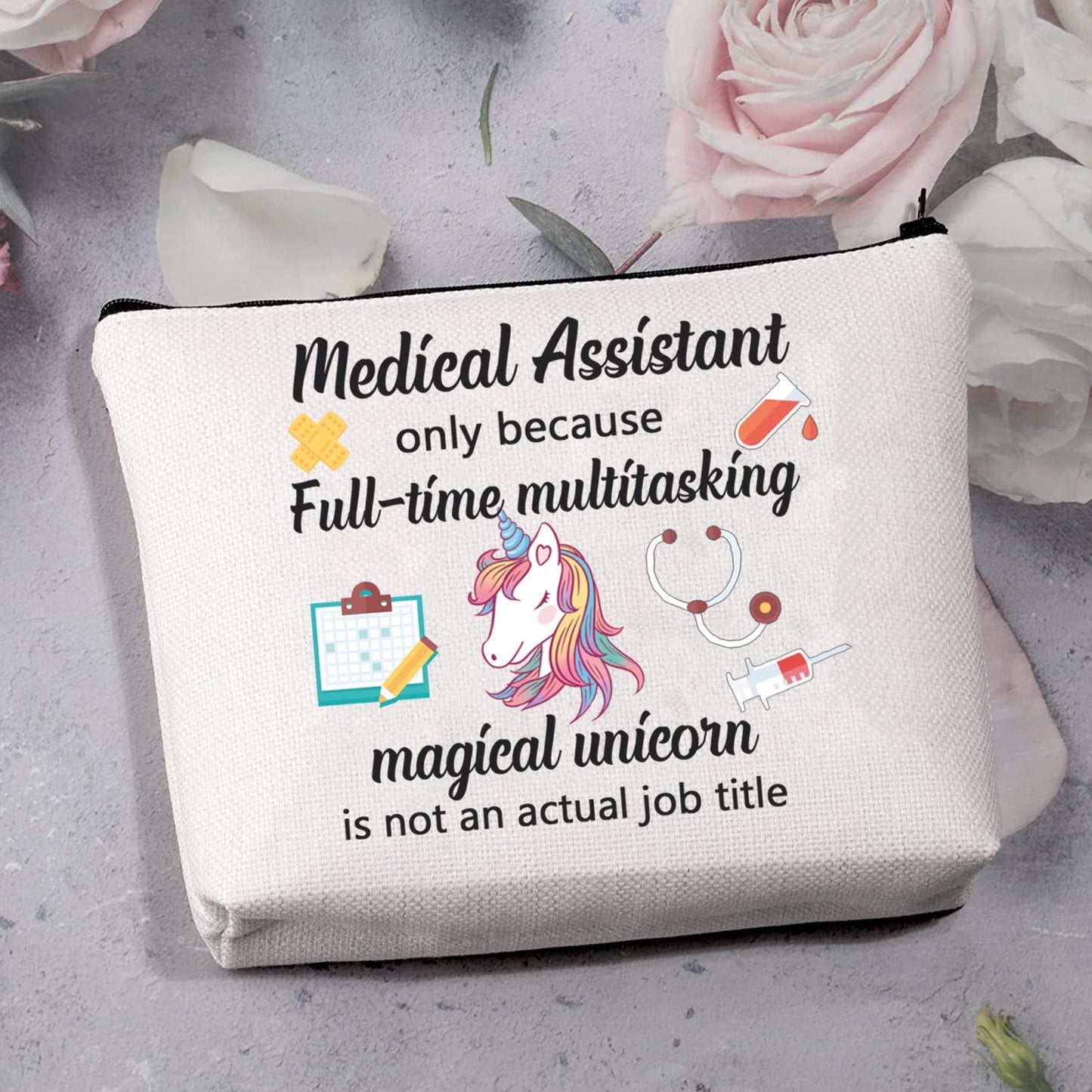 MBMSO Medical Assistant Makeup Bag MA Gift for Nurse Medical Assistant Graduation Gift Cosmetic Pouch Bag Unicorn Bag (Medical Assistant bag)