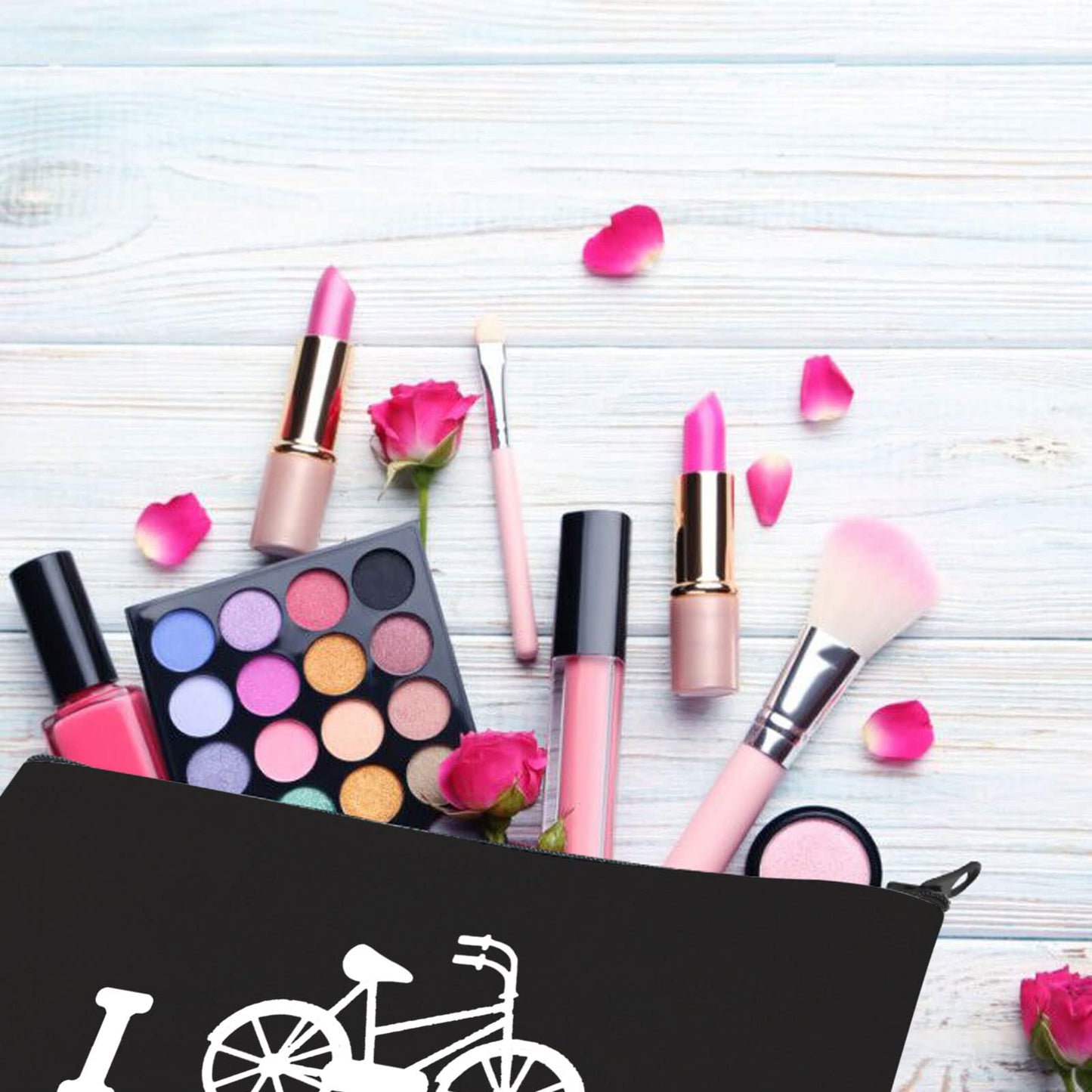 BDPWSS Cycling Gift Cyclist Gift Mountain Bike Lover Makeup Bag Bicyclists Gift For Biker Rider Gift Drive Safe Gift Bag (I wheelie love you bl)