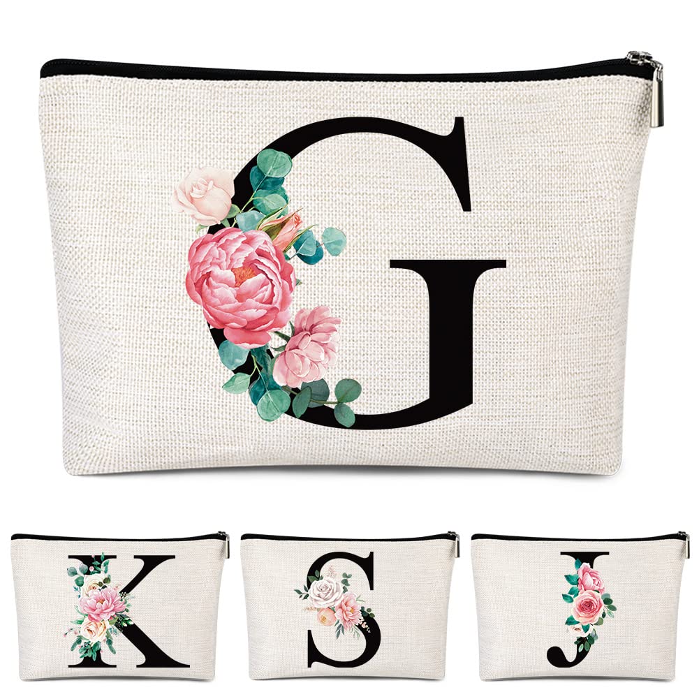 Pyotivol Monogrammed Makeup Bag for Women, Small Personalized Cosmetic Make Up Toiletry Pouch for Purse with Trendy Aesthetic Design, Ideal Travel Period Gift for Friends Bridesmaids