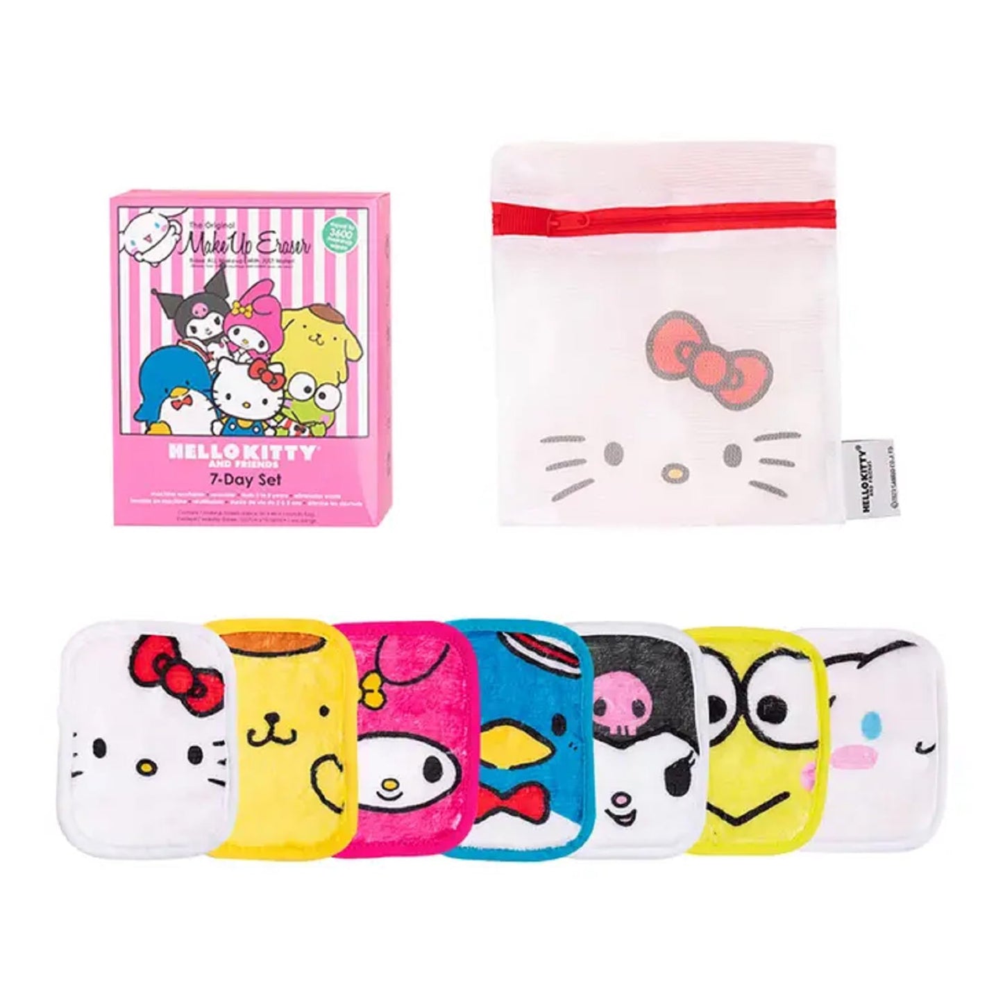 The Original MakeUp Eraser, 7-Day Set, Erase All Makeup With Just Water, Including Waterproof Mascara, Eyeliner, Foundation, Lipstick, Sunscreen, and More! (Hello Kitty and Friends), 7ct.