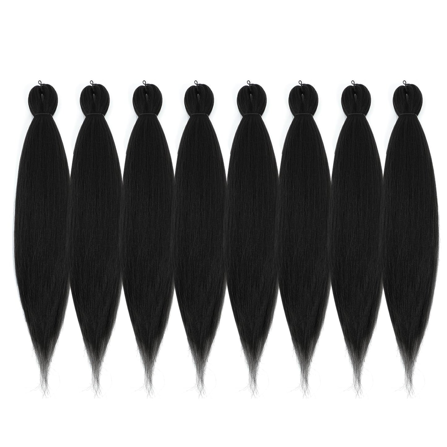 DIFUNEE Pre-stretched Braiding Hair - 18 Inch 8 Packs Natural Black Long Braiding Hair For Twist or Box Braids, Yaki Texture Hot Water Setting Synthetic Braiding Hair Extensions (18 Inch, 1B-8P)