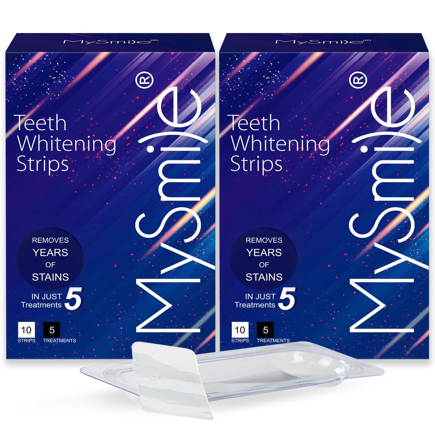 MySmile Advanced Teeth Whitening Strips, 2 Pack Non-Sensitive Formulated 5X Plus Whitening Results Helps Remove Years of Stains from Smoking, Coffee Soda Wine Drinkers Yellow Stains - 20 Strips