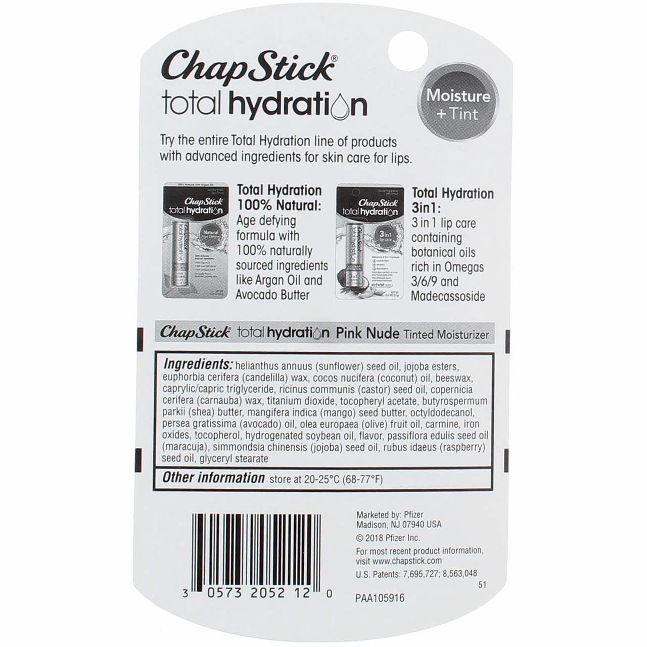 ChapStick Total Hydration Pink Nude 0.12 oz (Pack of 2)