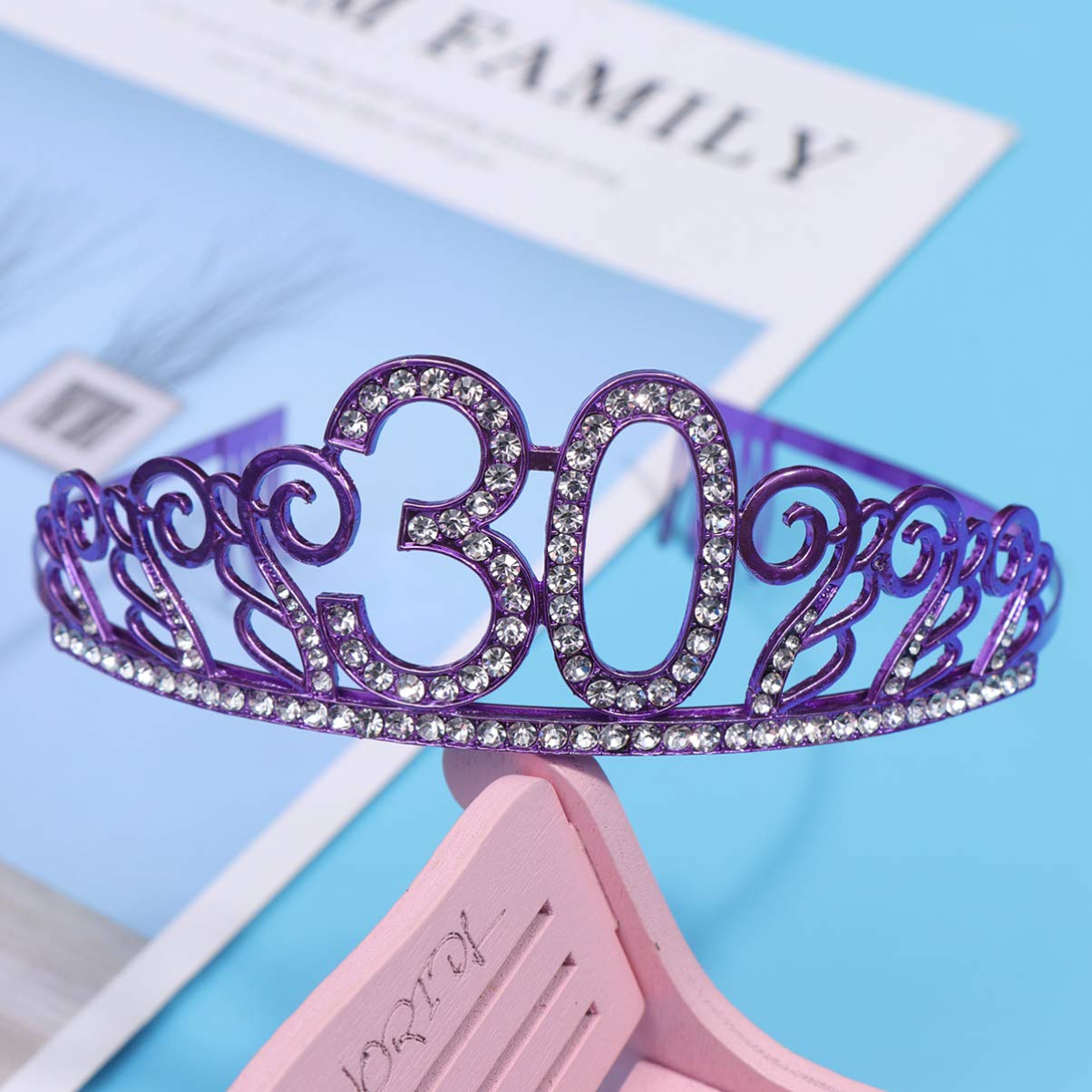 Beaupretty 30th Birthday Jewellery Gothic+mirror Skull Stationary Purple Woman Happy Birthday Number Metal Hairpin Stick Tiara Crown Birthday Hair Accessories