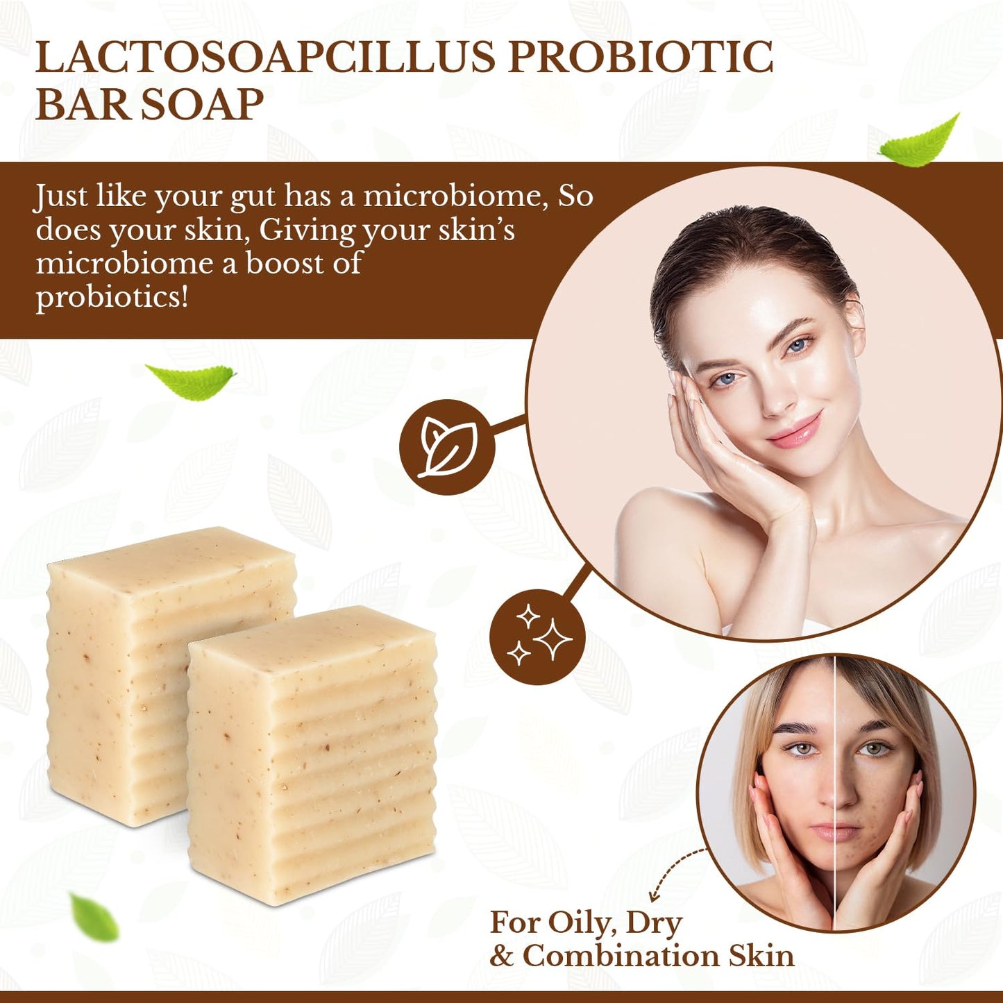 Lactosoapcillus Probiotic Bar Soap - Natural and Vegan - Plant-Based Materials - Frankincense,Tea Tree +Lavender - No Artificial Fragrance - Mature Skin Natural Ingredients Without Any Harsh Chemicals