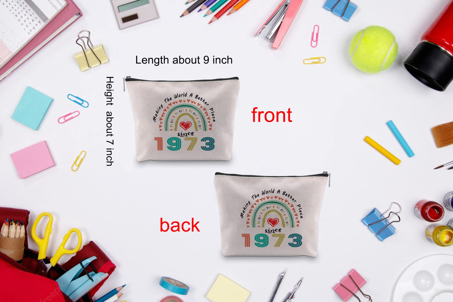 51st Birthday Gifts for Women, Making The World A Better Place Since 1973 Cosmetic Bag, 1973 Birthday Party Gifts, Makeup Bag Travel Pouch for 51 Year Old Woman, Friend Mom Aunt Sister Boss Teacher