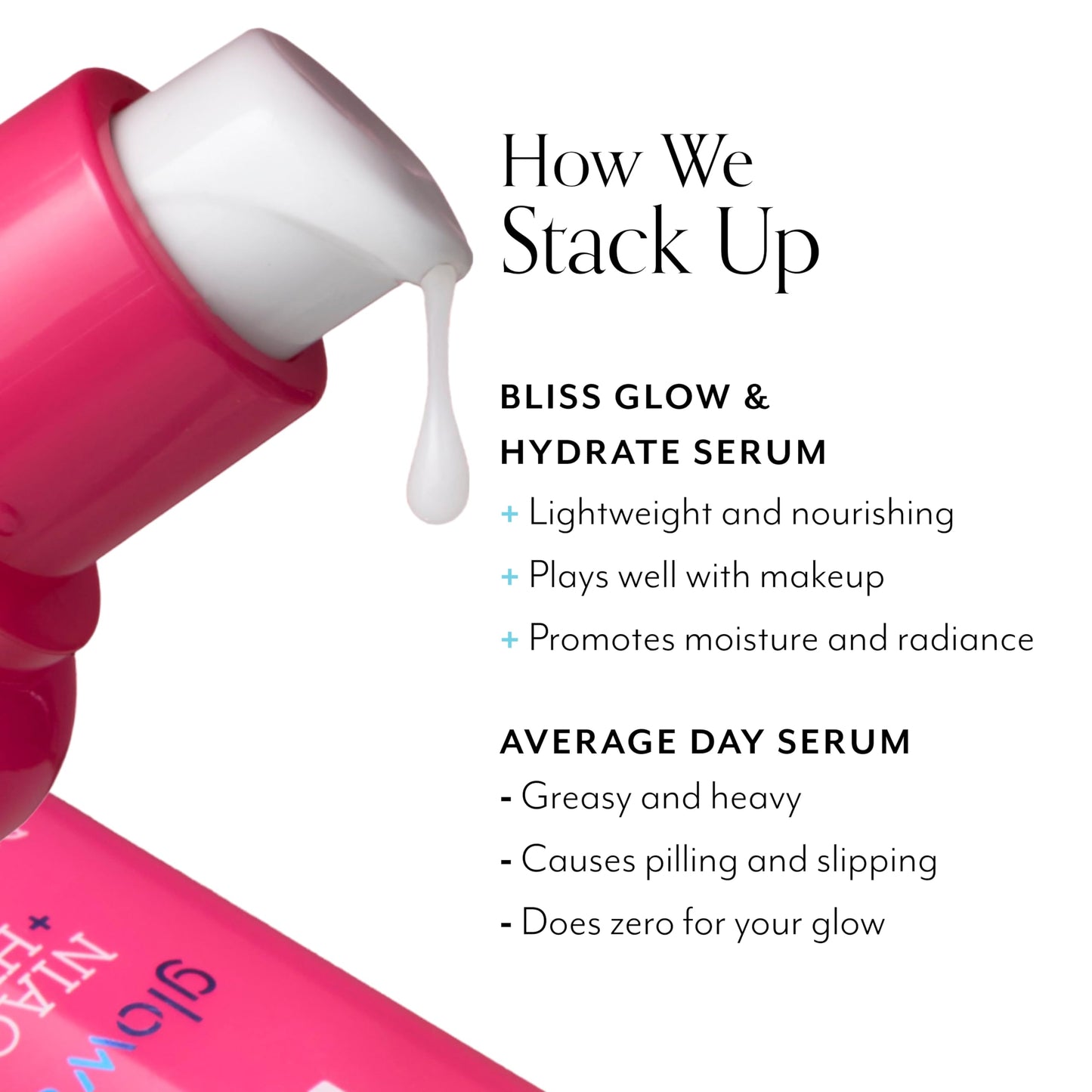 Bliss Glow & Hydrate Serum | Niacinamide + Hyaluronic Acid | Improves Dullness, Hydrates, Replenishes, & Defends Skin | Lightweight & Clean | Vegan & Cruelty-Free | 1 Fl Oz