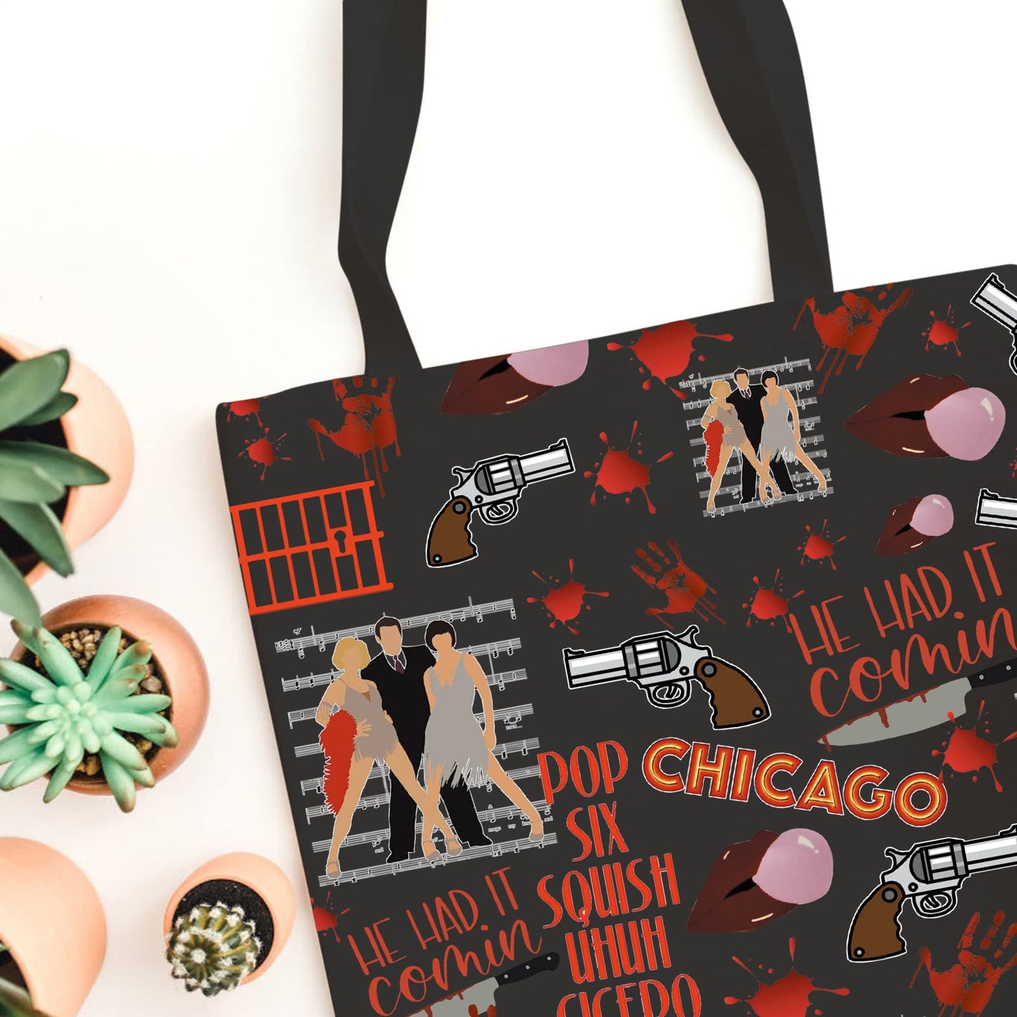 WCGXKO Musical Gift Chicago Musical Inspired Gift Six Squish Uh Uh Cicero Lipschitz Zipper Pouch Cosmetic Bag (Chicago tote)